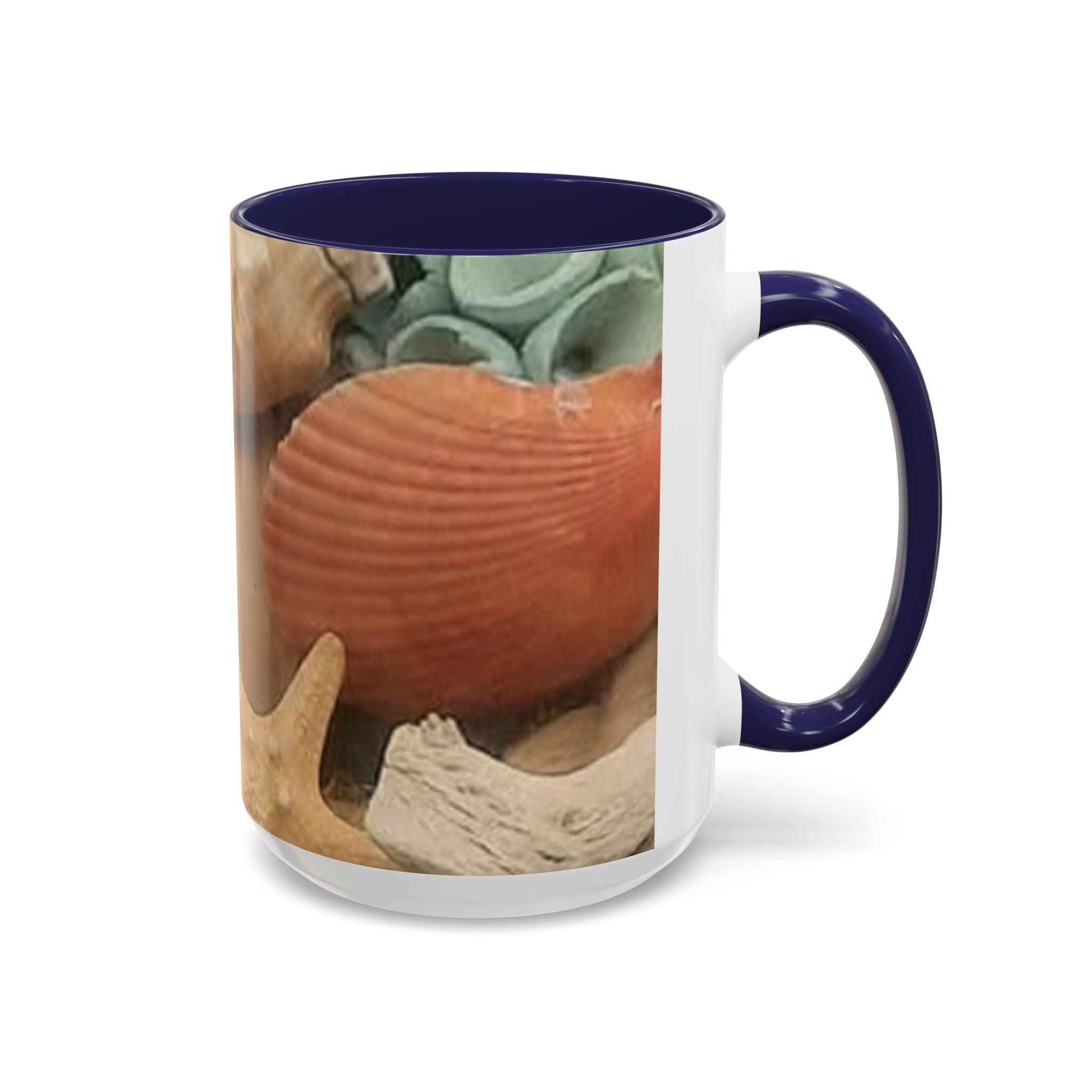 Seashell Beach Accent Coffee Mug — Coastal Shells Design (11/15 oz)