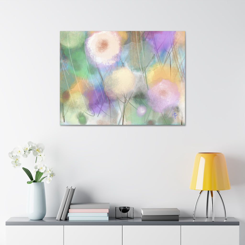 Floral Pastel Canvas Print — Dreamy Watercolor Dandelion Wall Art (1.5" Stretched)