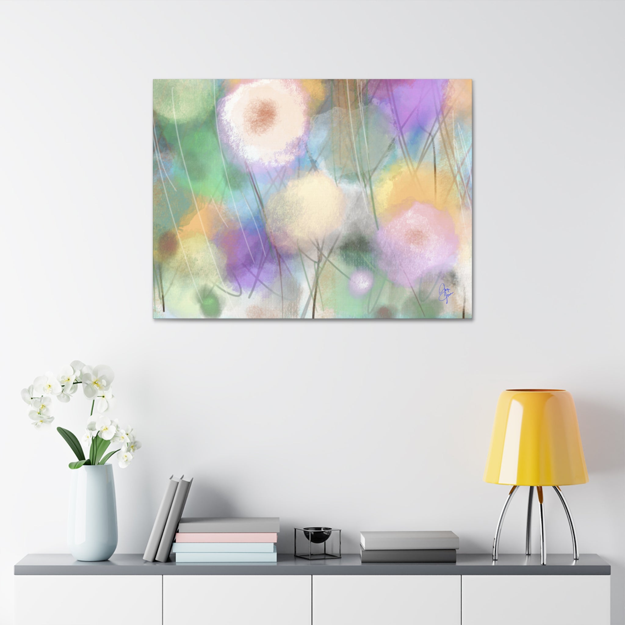 Floral Pastel Canvas Print — Dreamy Watercolor Dandelion Wall Art (1.5" Stretched)