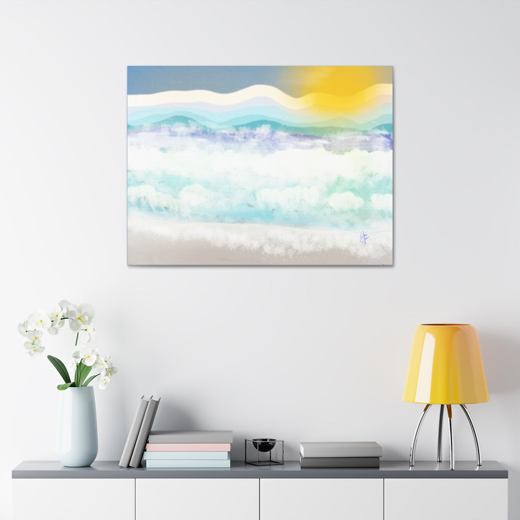 Serene Coastal Watercolor Canvas Print — Stretched 1.5"