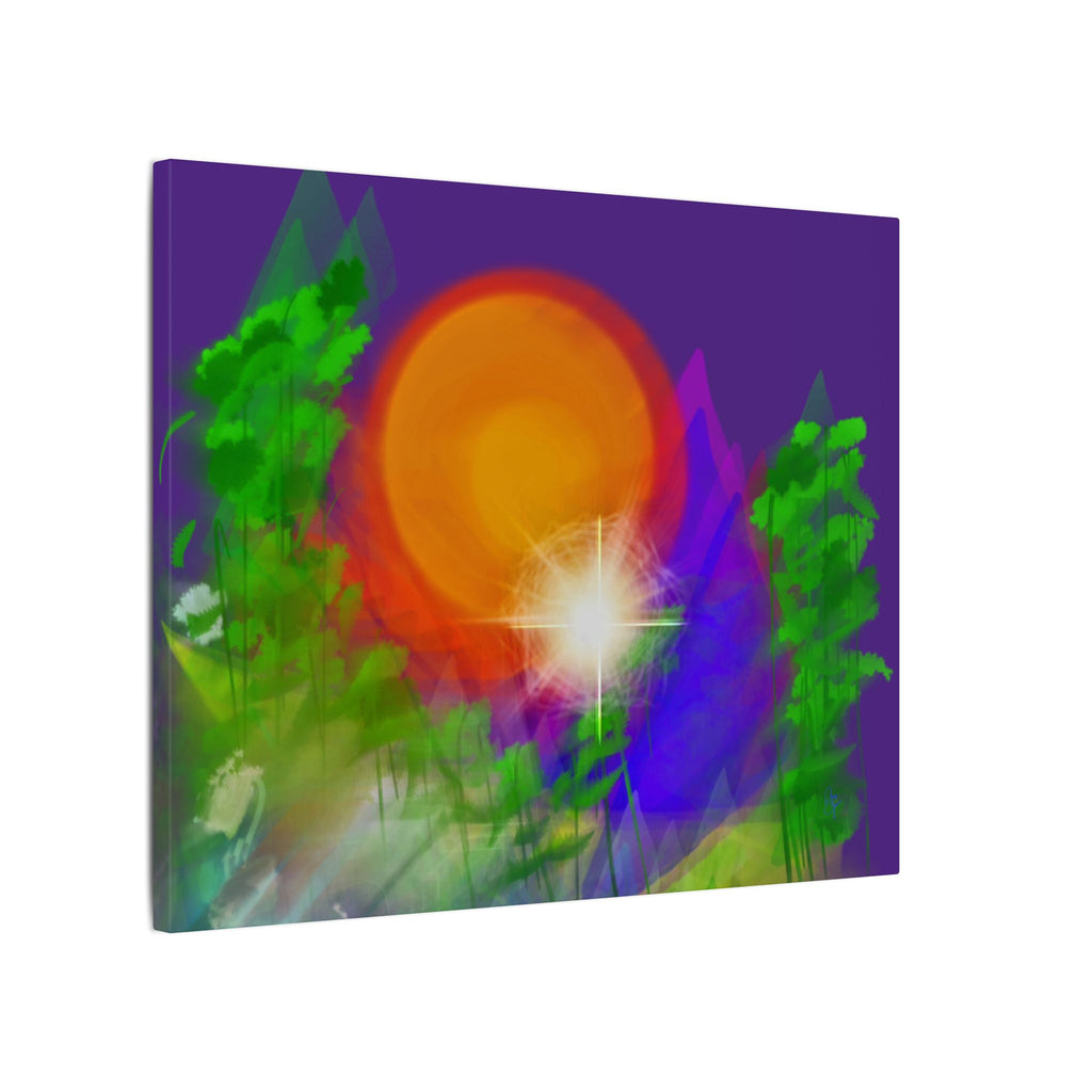 Sunburst Forest Matte Canvas Wall Art — Abstract Nature Landscape