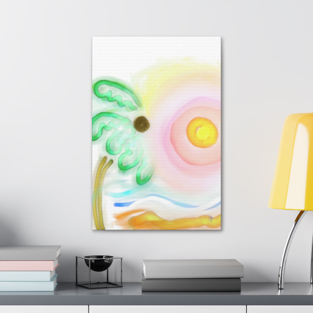 Tropical Sunrise Canvas Wall Art — Stretched 1.5" Beach Landscape Print