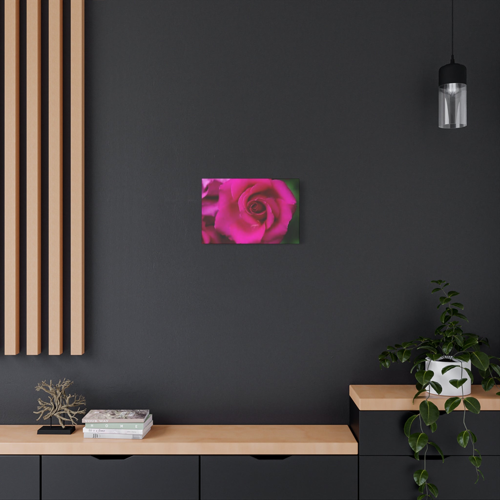 Hot Pink Rose Canvas Wall Art — Stretched Matte Floral Print