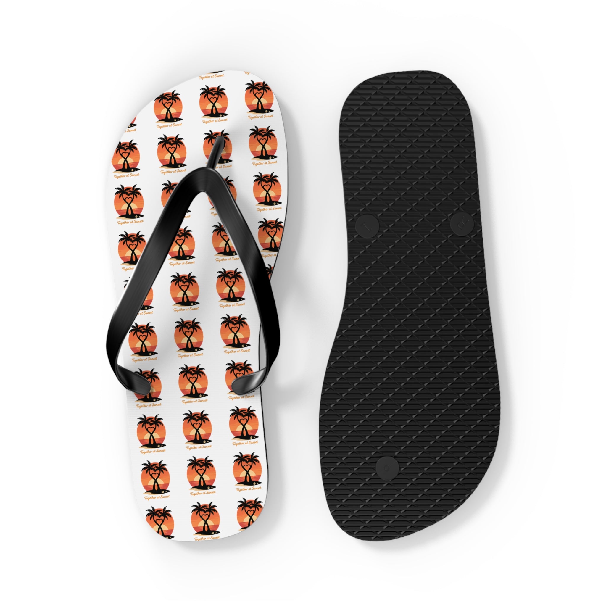 Palm Tree Sunset Flip Flops – Tropical Beach Pattern Sandals