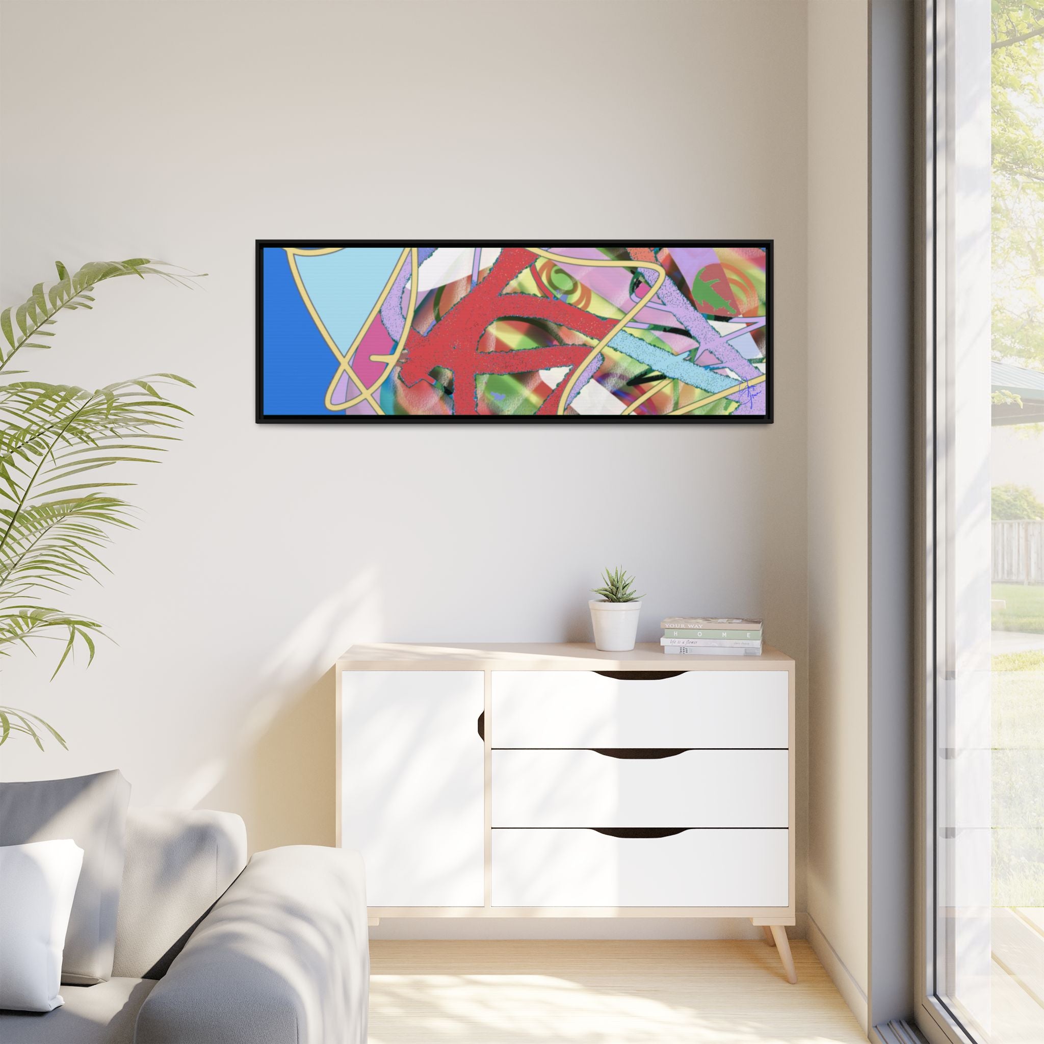 Abstract Multi‑Color Framed Canvas Art – Vibrant Modern Wall Decor