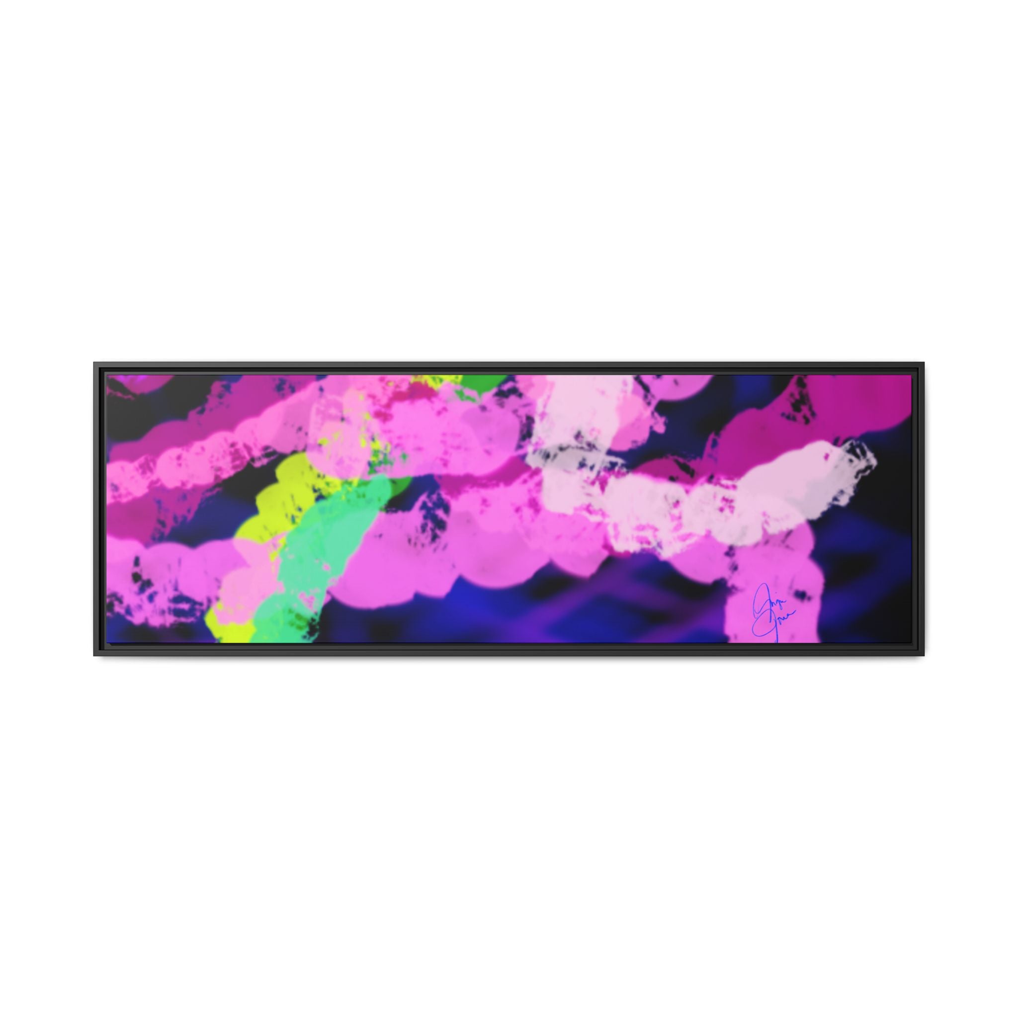 Framed Matte Canvas - Neon Rose Abstract Wall Art