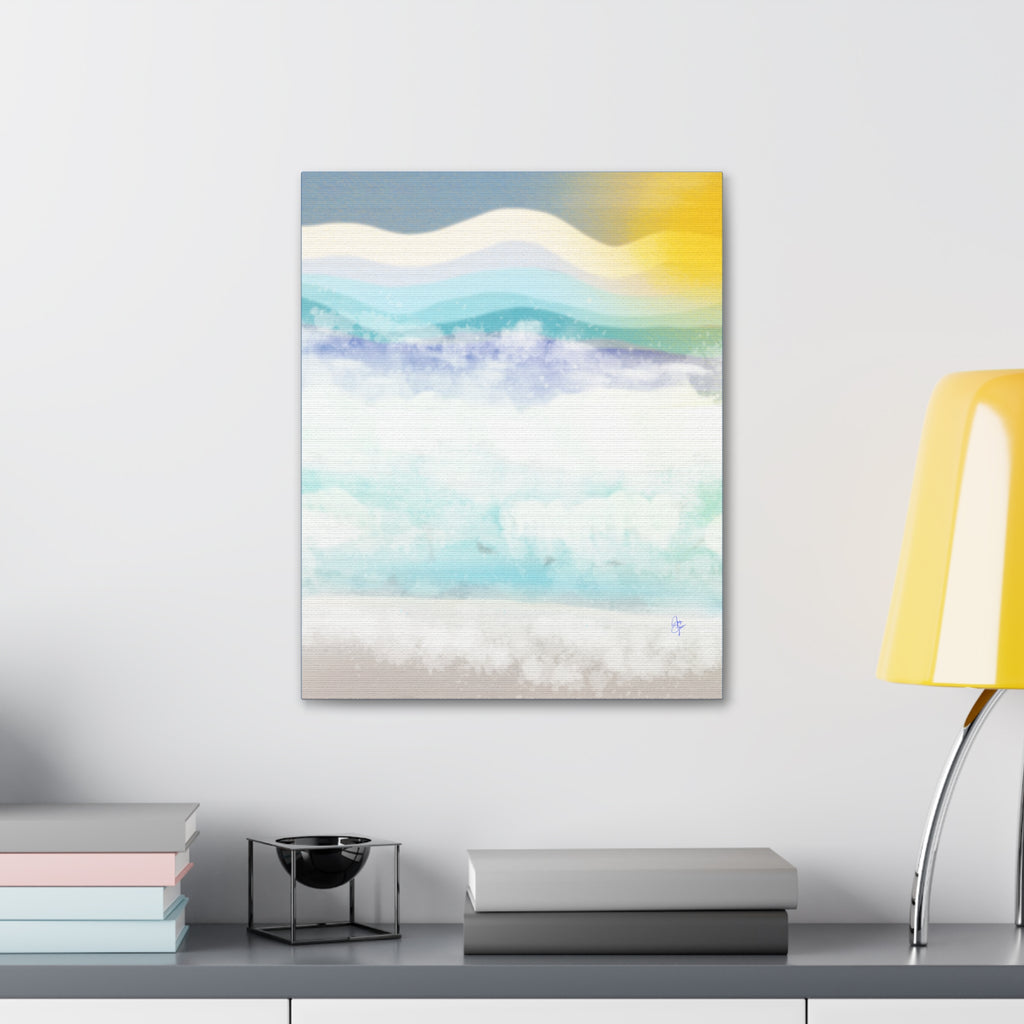 Serene Coastal Watercolor Canvas Print — Stretched 1.5"