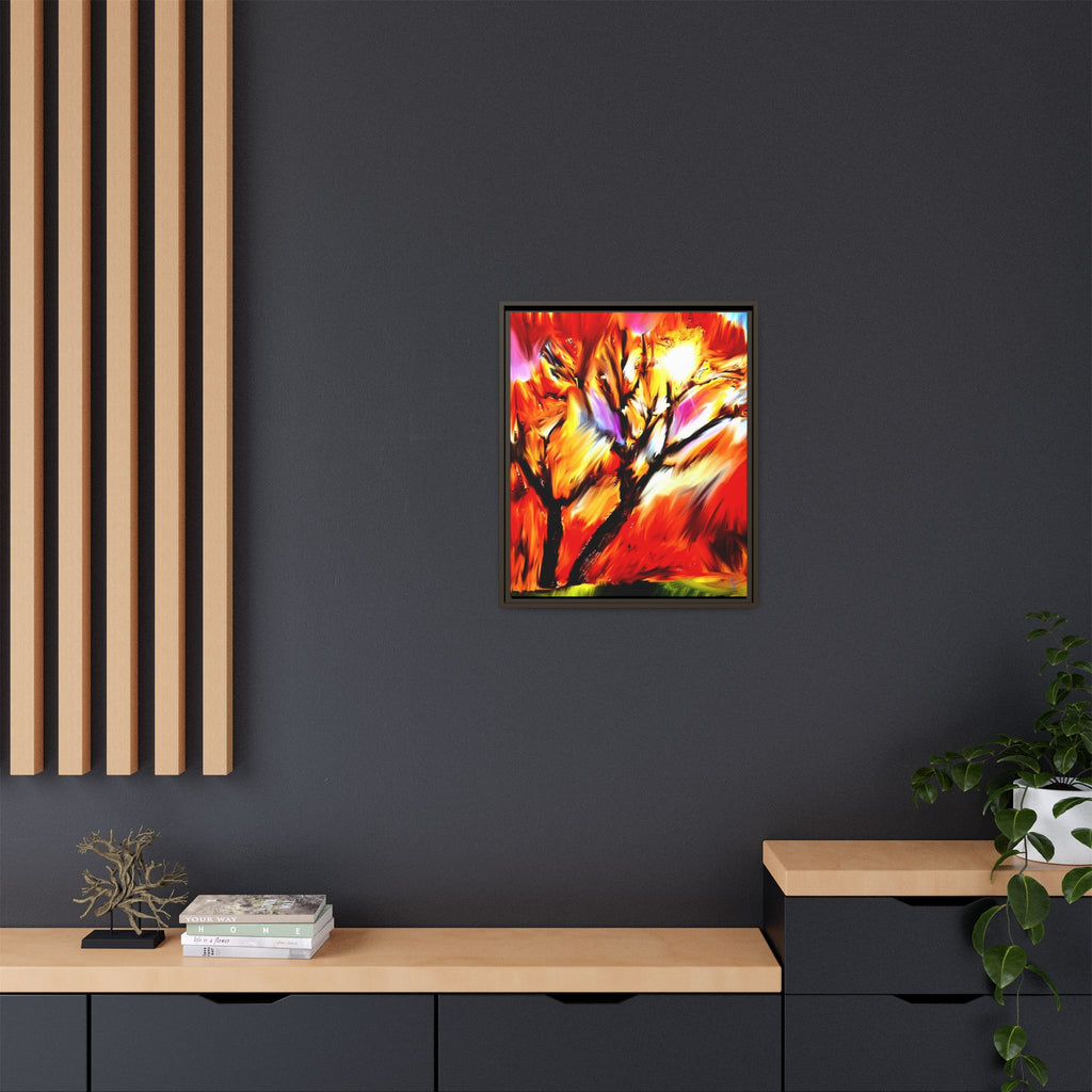 Framed Matte Canvas Print — Vibrant Tree Landscape