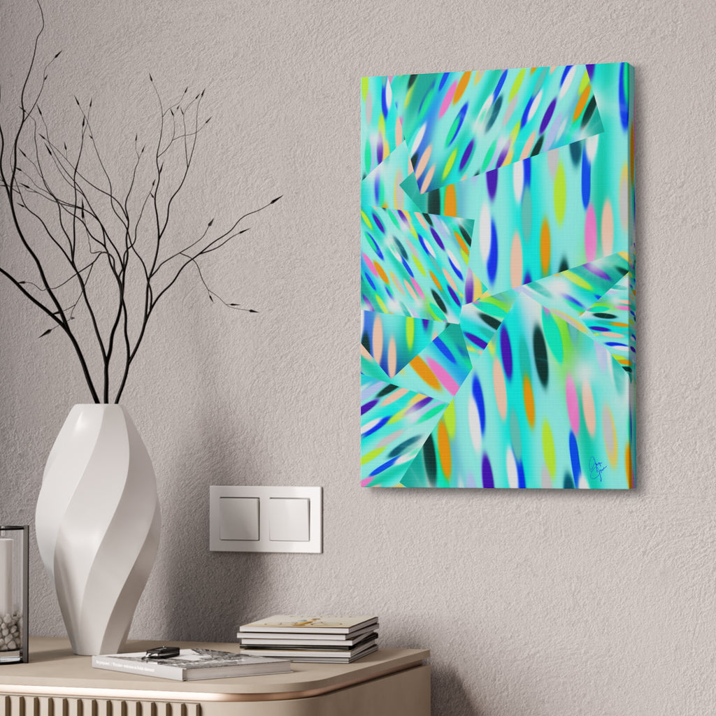 Abstract Aqua Canvas Print — Turquoise Geometric Art on Stretched 1.5" Canvas
