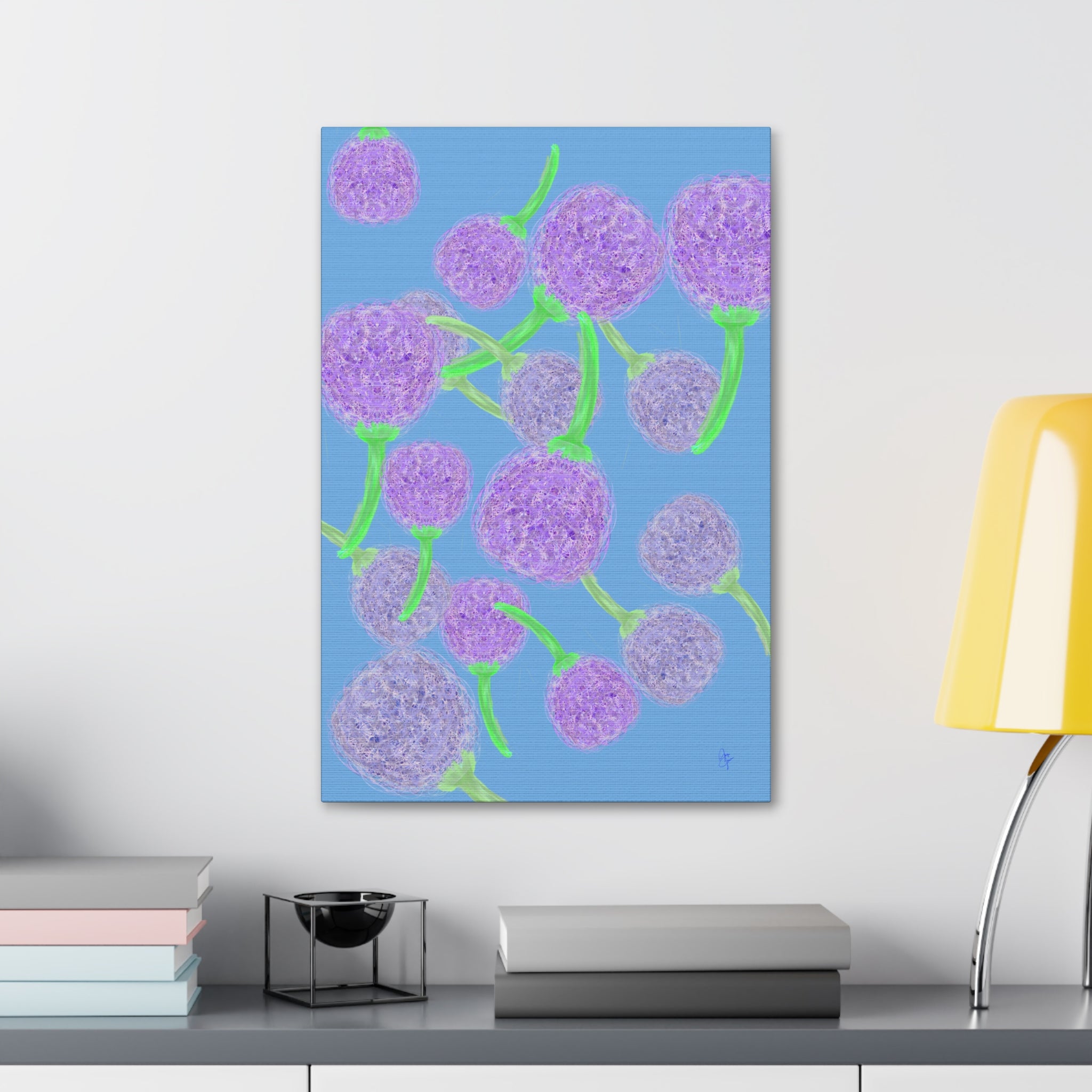 Purple Berry Art Canvas Print — Floral Abstract Wall Decor (Stretched 1.5")