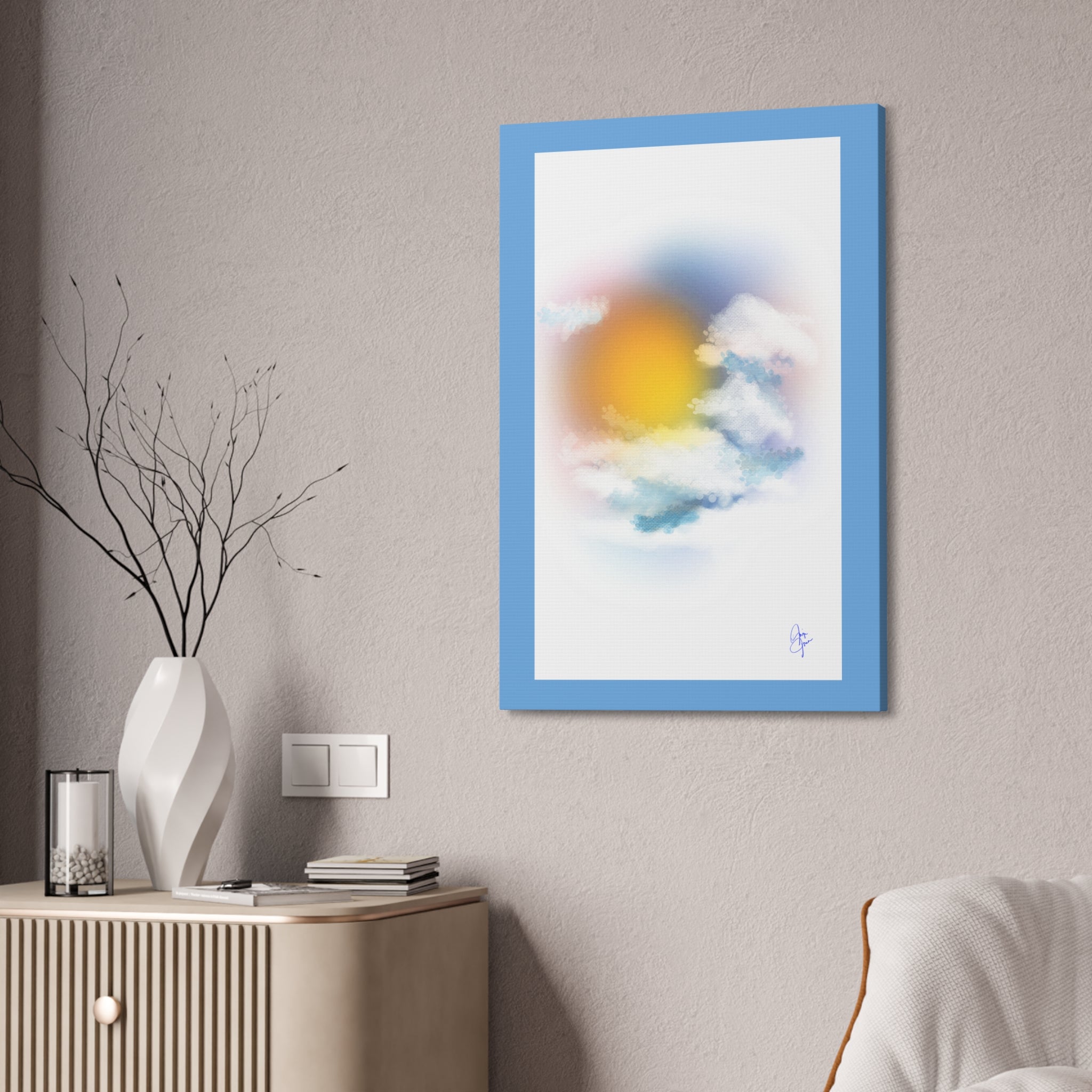 Sunrise Sky Canvas Print — Soft Cloud Wall Art, Serene Morning Decor