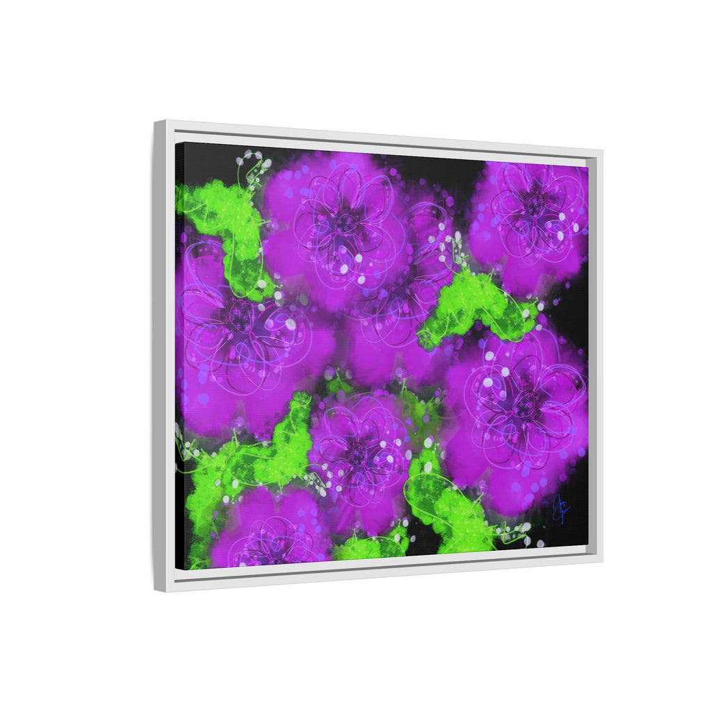 Framed Floral Canvas Print — Matte Multi-Color Blooms Wall Art