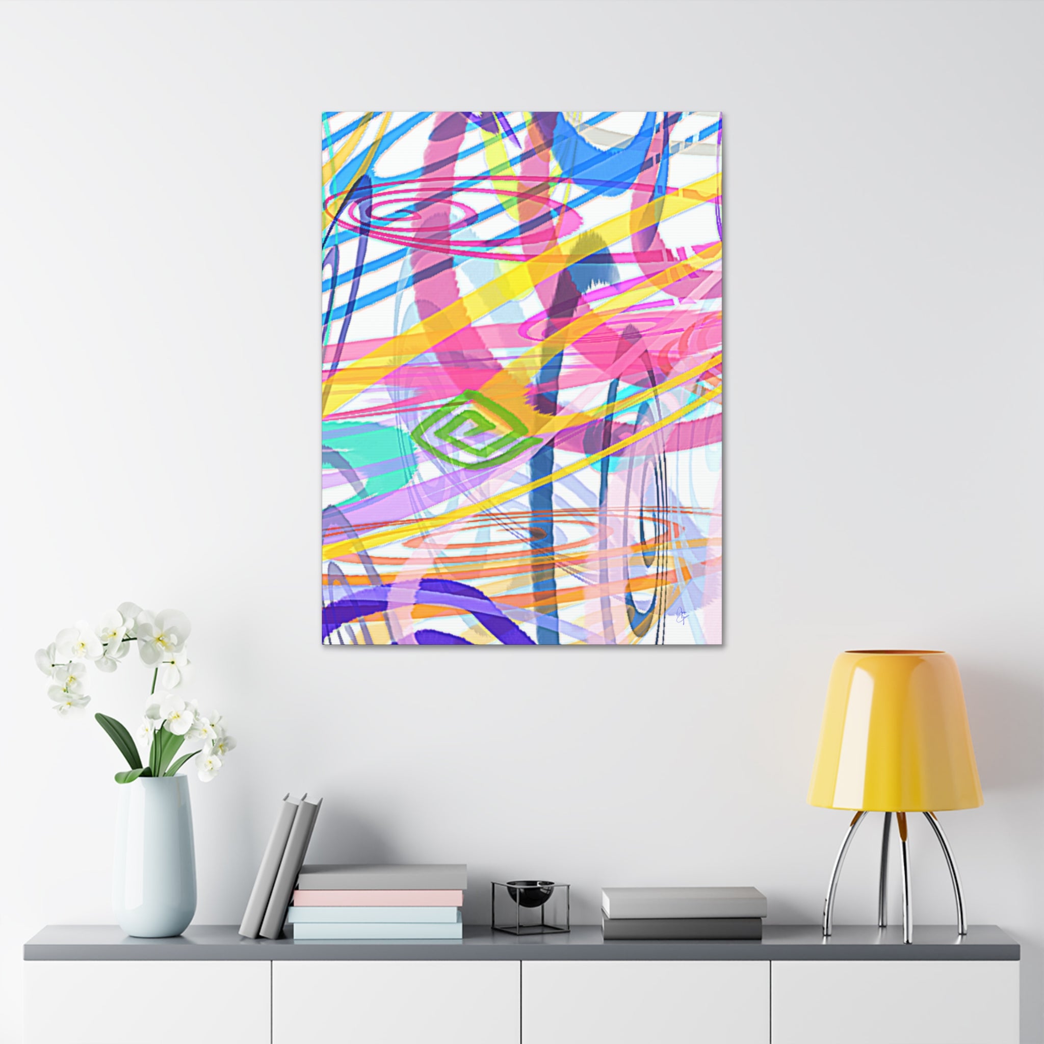 Abstract Rainbow Scribble Canvas – Colorful Modern Wall Art (1.5" Stretched)