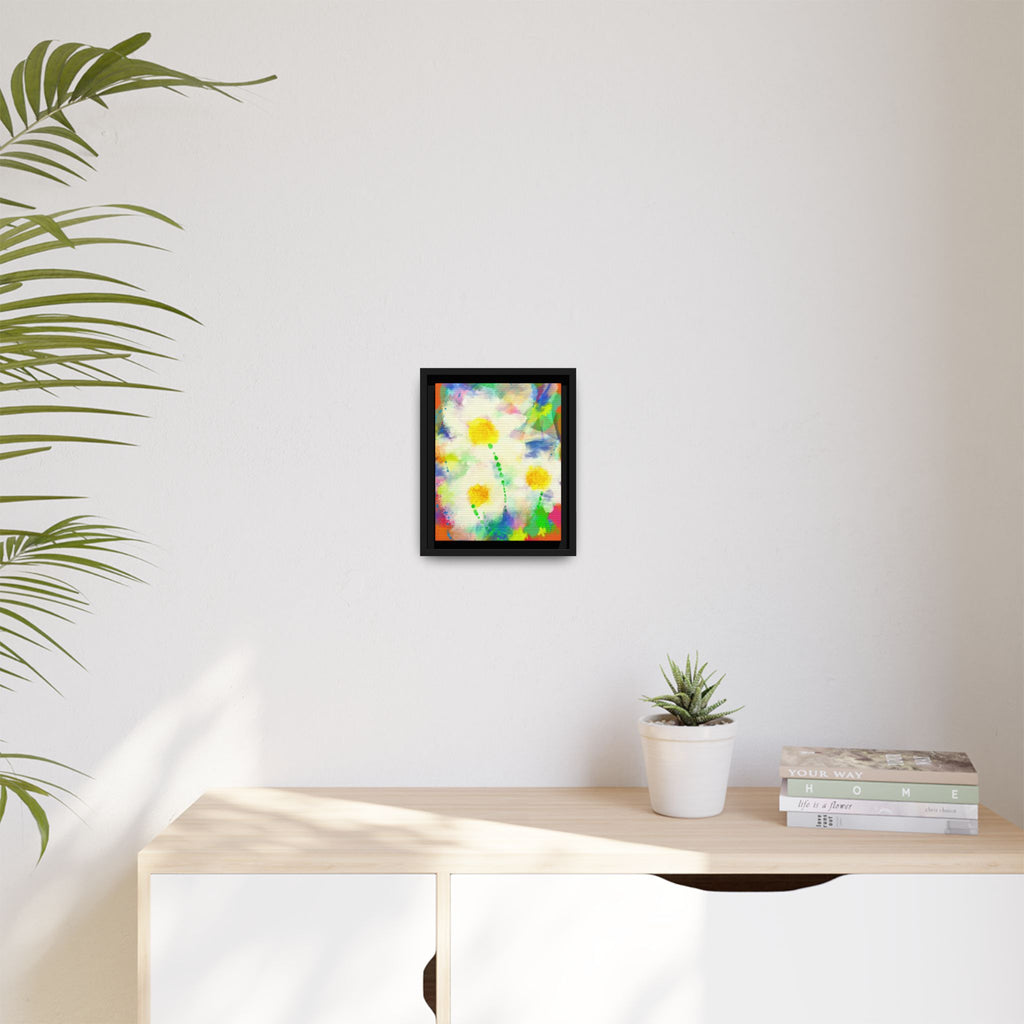 Framed Matte Canvas - Watercolor Yellow Floral Abstract Wall Art