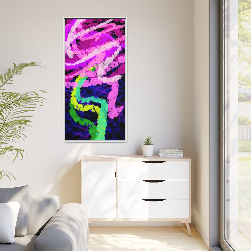 Framed Matte Canvas - Neon Rose Abstract Wall Art