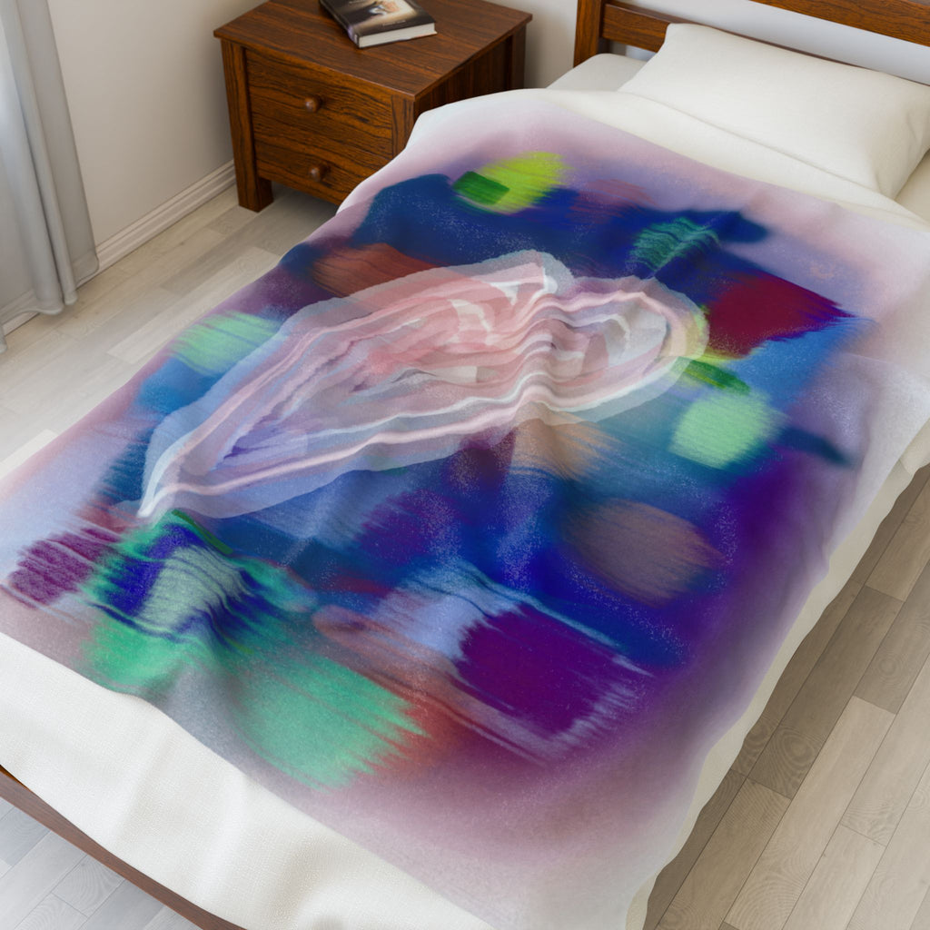 Velveteen Plush Blanket — Dreamy Pastel Heart Abstract Throw