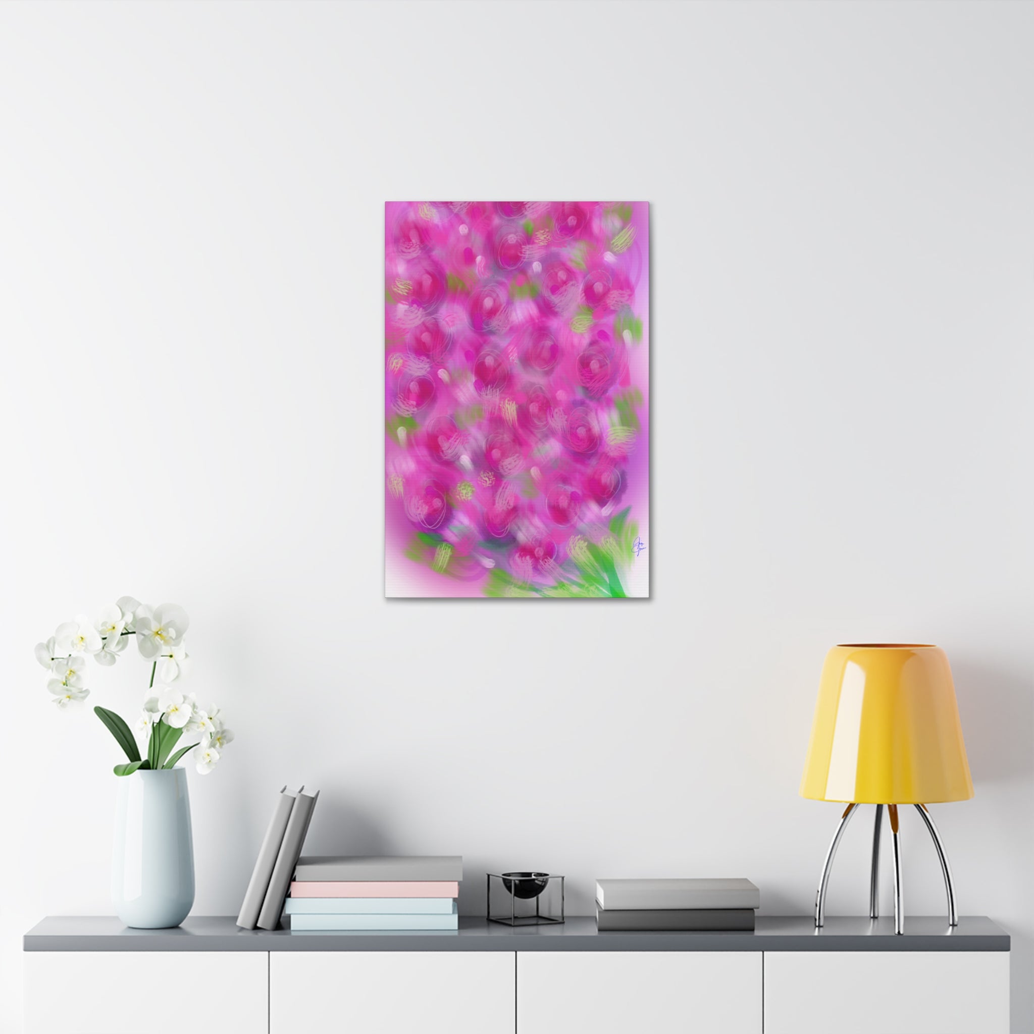 Pink Floral Abstract Canvas Print — Stretched 1.5" Wall Art