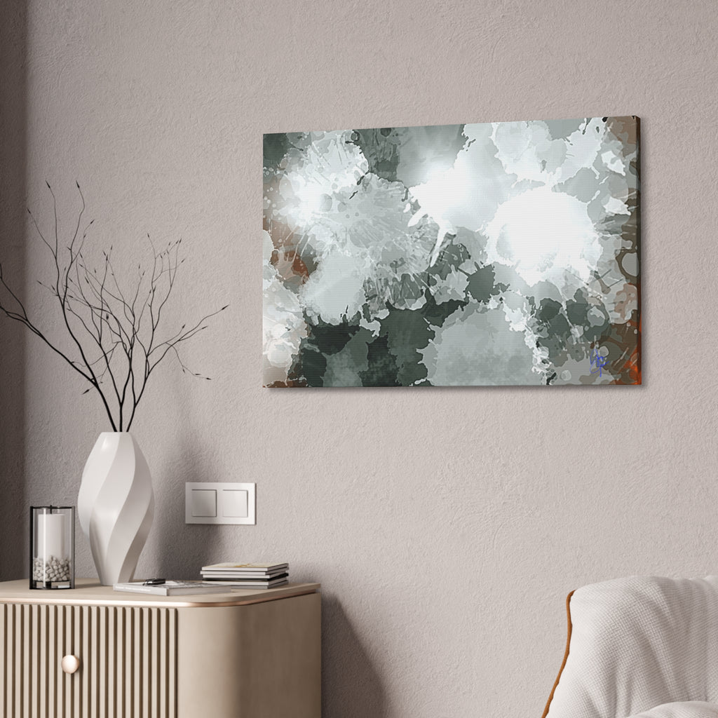 Abstract Gray Ink Splash Canvas