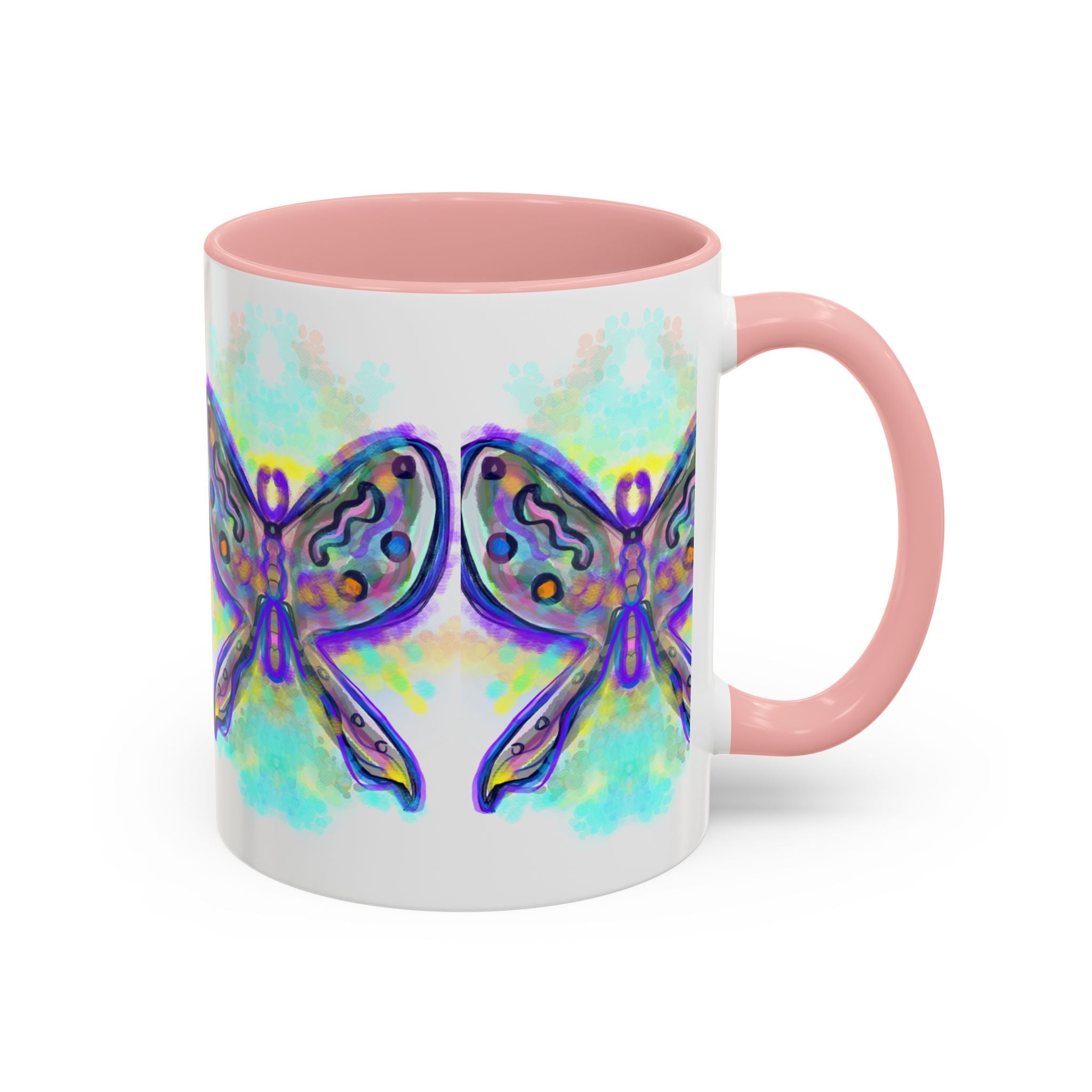 Butterfly Accent Coffee Mug — Colorful Watercolor Butterfly Design (11/15oz)