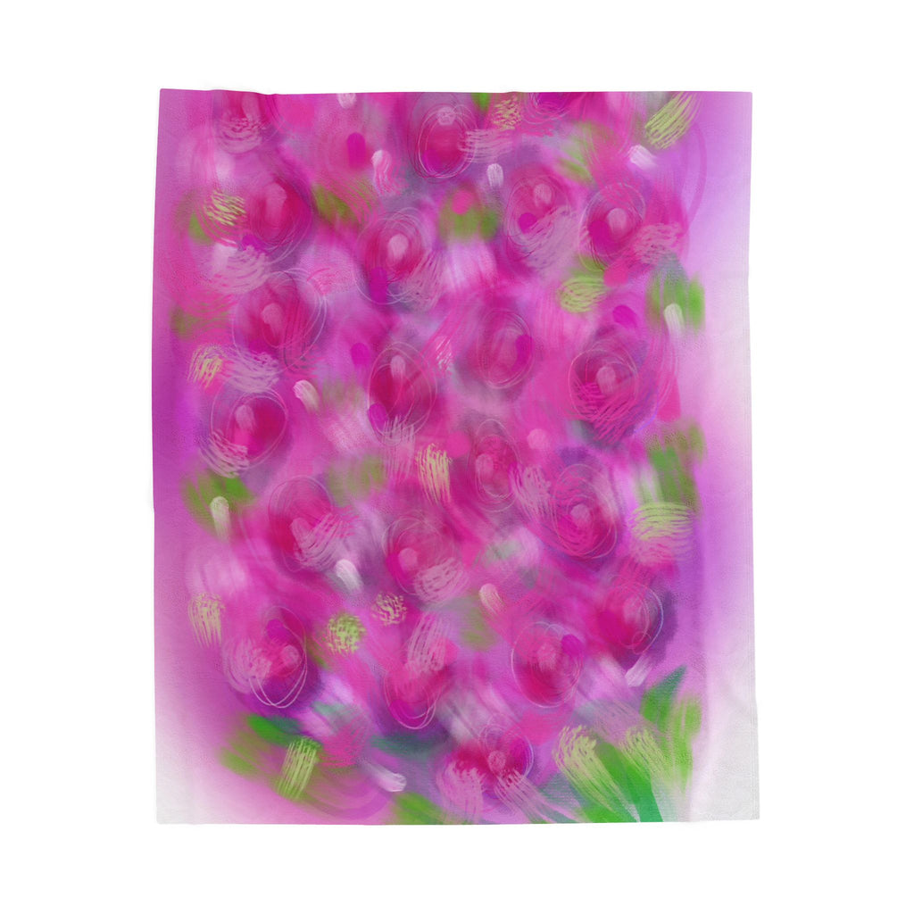 Velveteen Plush Blanket — Pink Rose Garden Floral Throw