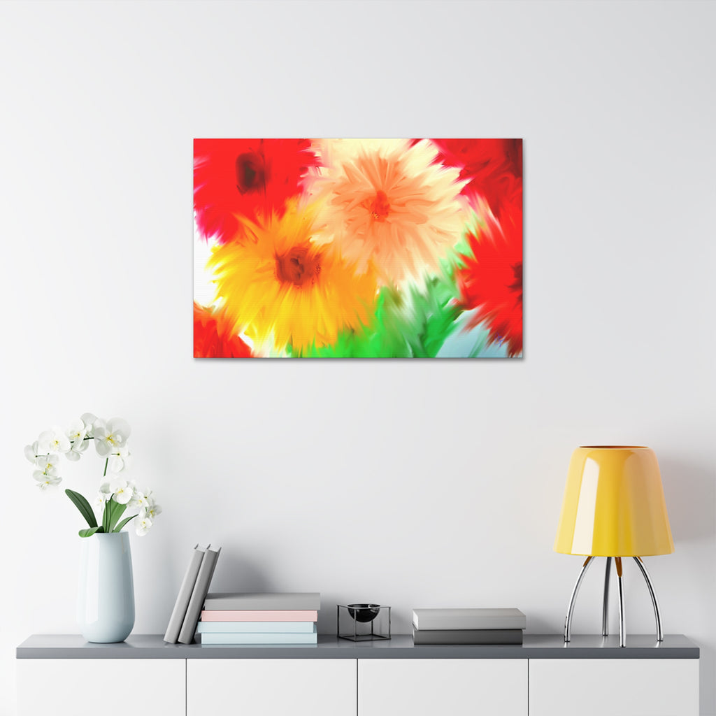 Bright Floral Abstract Canvas Wall Art — Stretched 1.5"