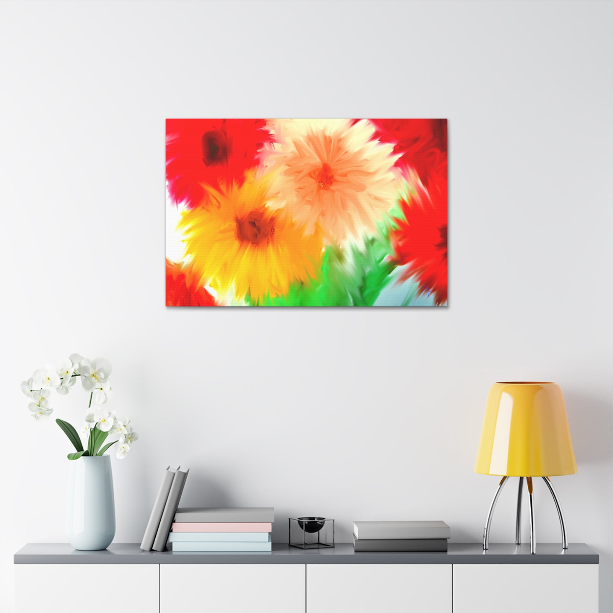 Bright Floral Abstract Canvas Wall Art — Stretched 1.5"