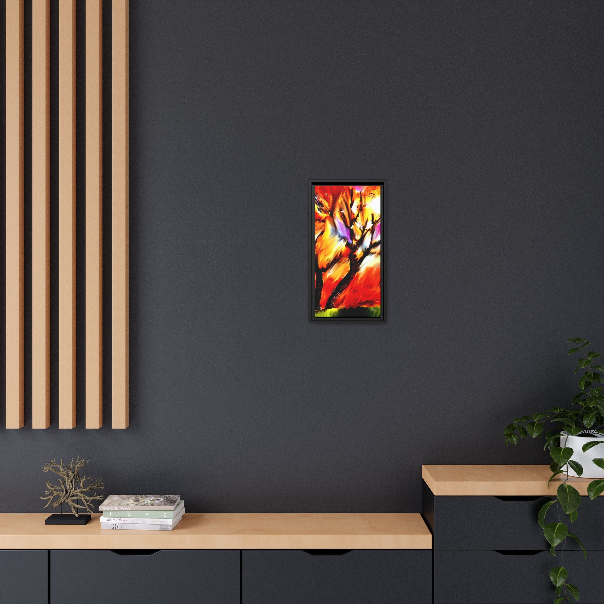 Framed Matte Canvas Print — Vibrant Tree Landscape