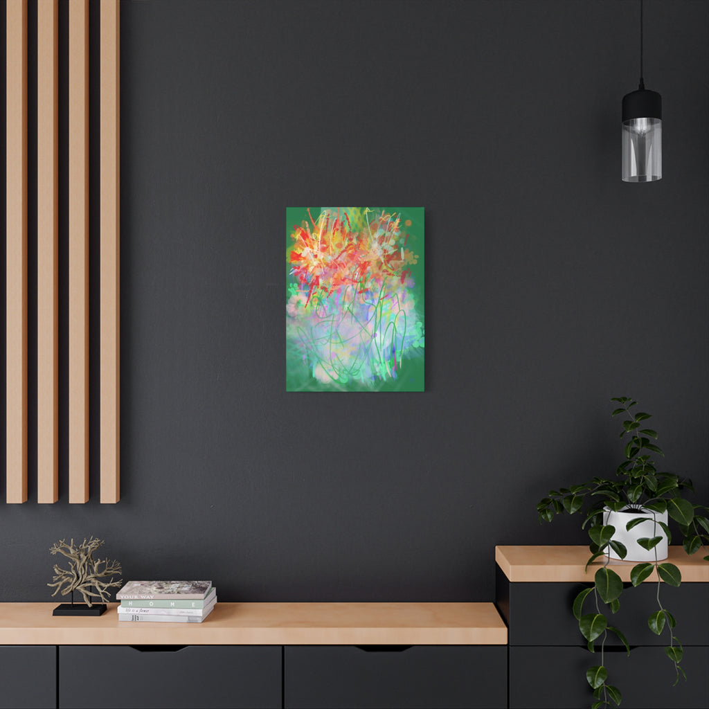 Abstract Floral Canvas Print — Colorful Spring Garden Matte Wall Art (Stretched 1.25")