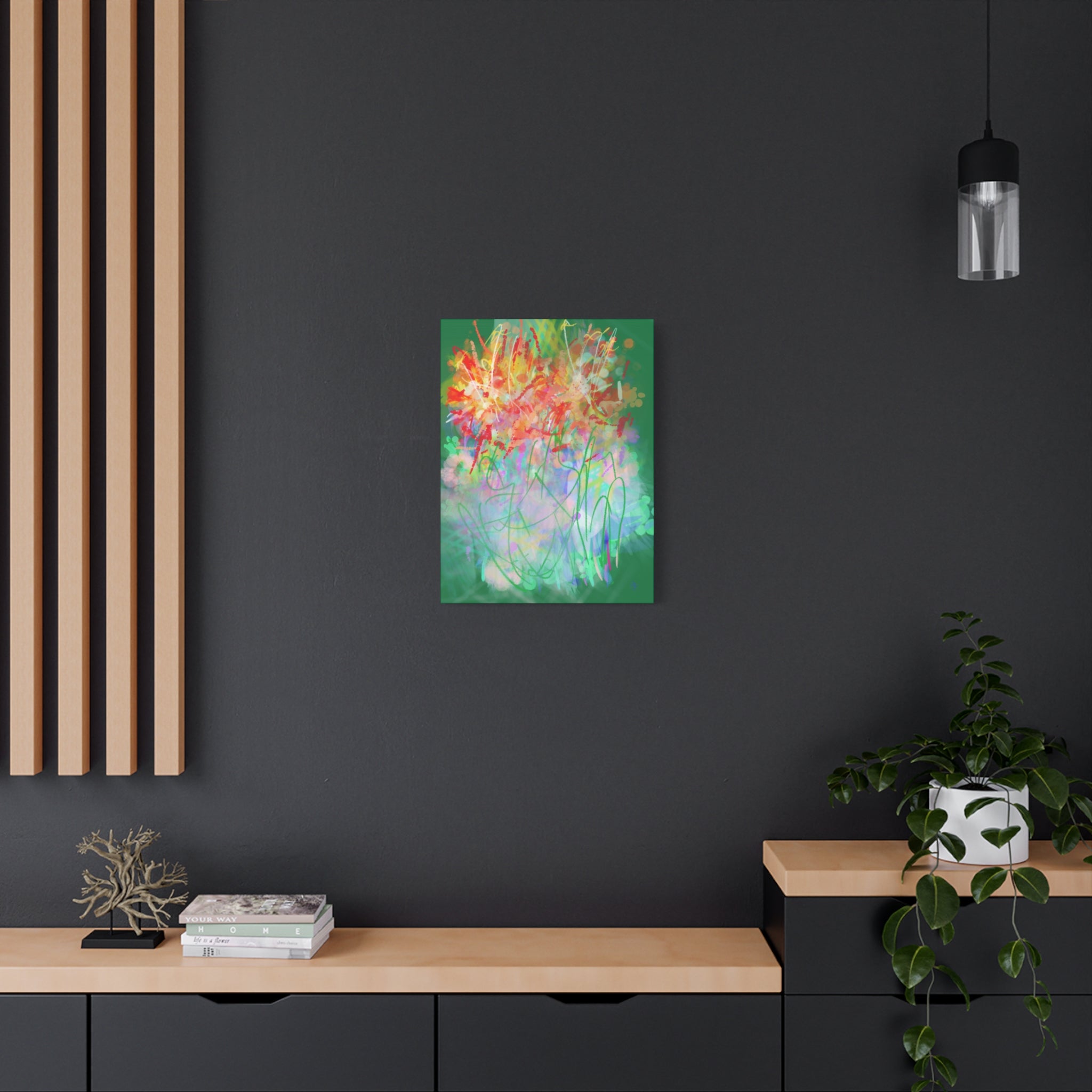 Abstract Floral Canvas Print — Colorful Spring Garden Matte Wall Art (Stretched 1.25")