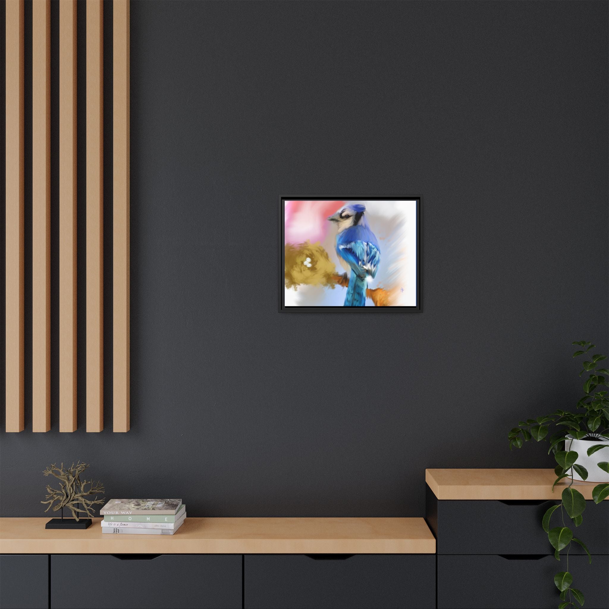 Blue Jay Art Print — Framed Matte Canvas Wall Art