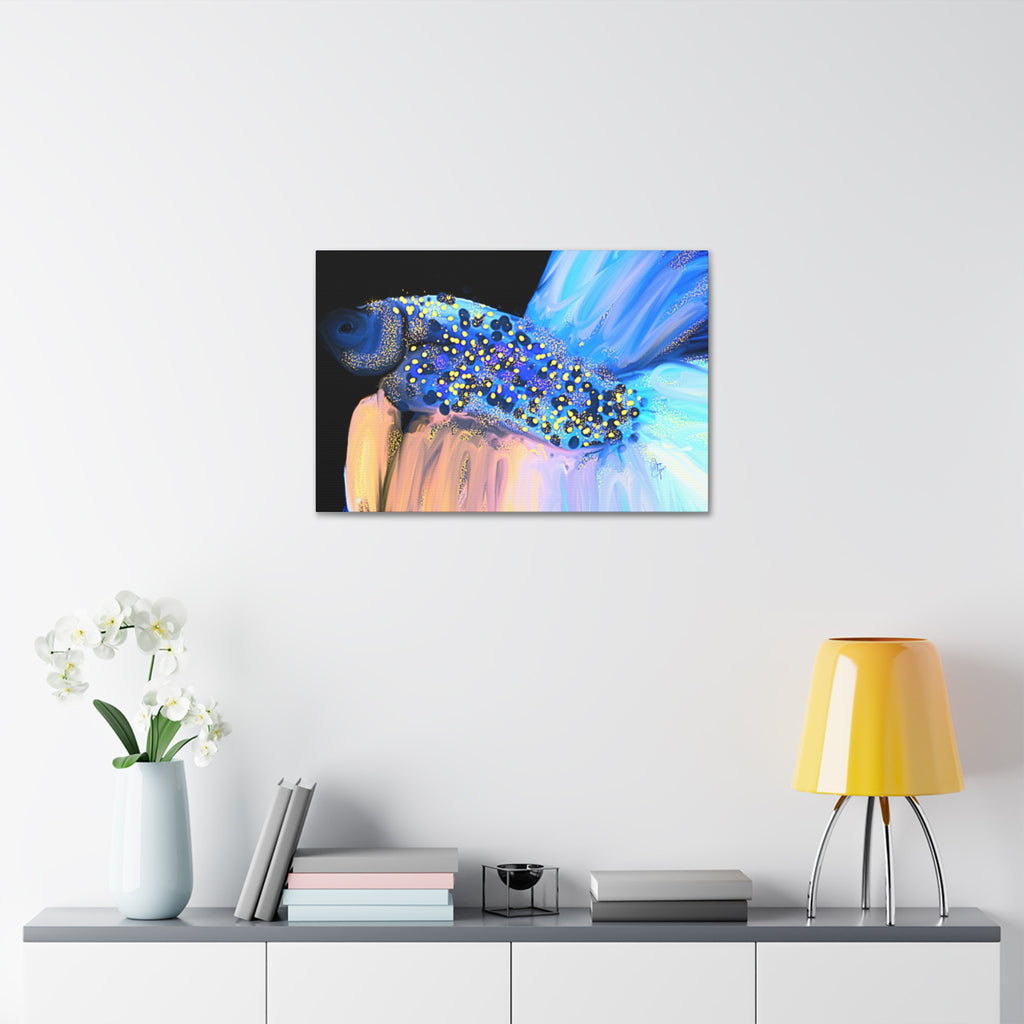 Betta Fish Canvas Print — Vibrant Blue Tropical Aquarium Wall Art (Stretched 1.5")