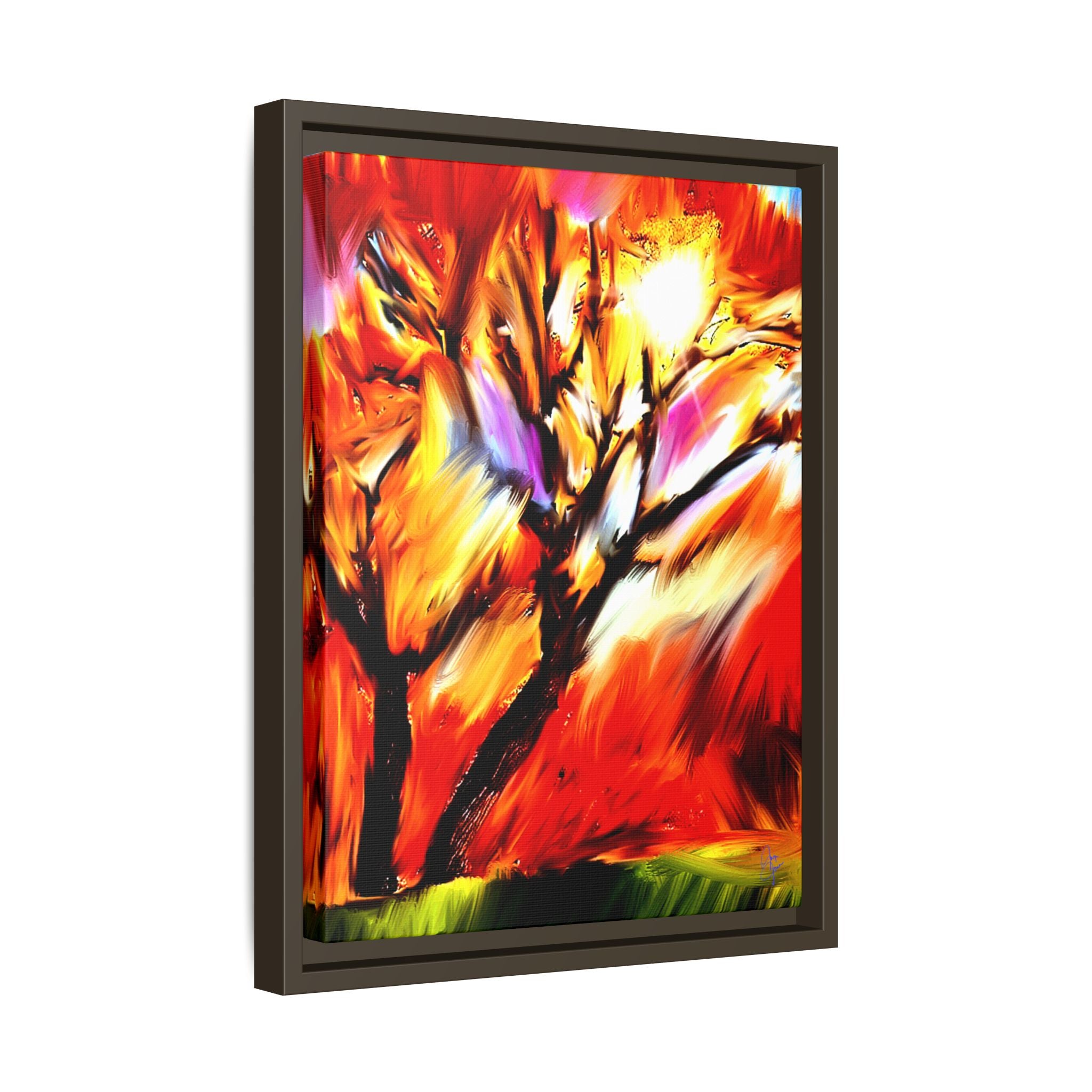 Framed Matte Canvas Print — Vibrant Tree Landscape