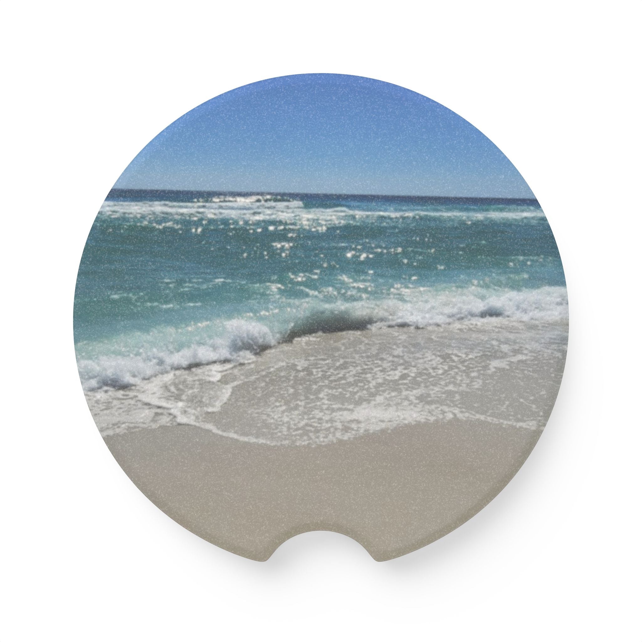 Beach Vibes Soapstone Car Coaster - Ocean Wave Design-By Artist-Angie Jones