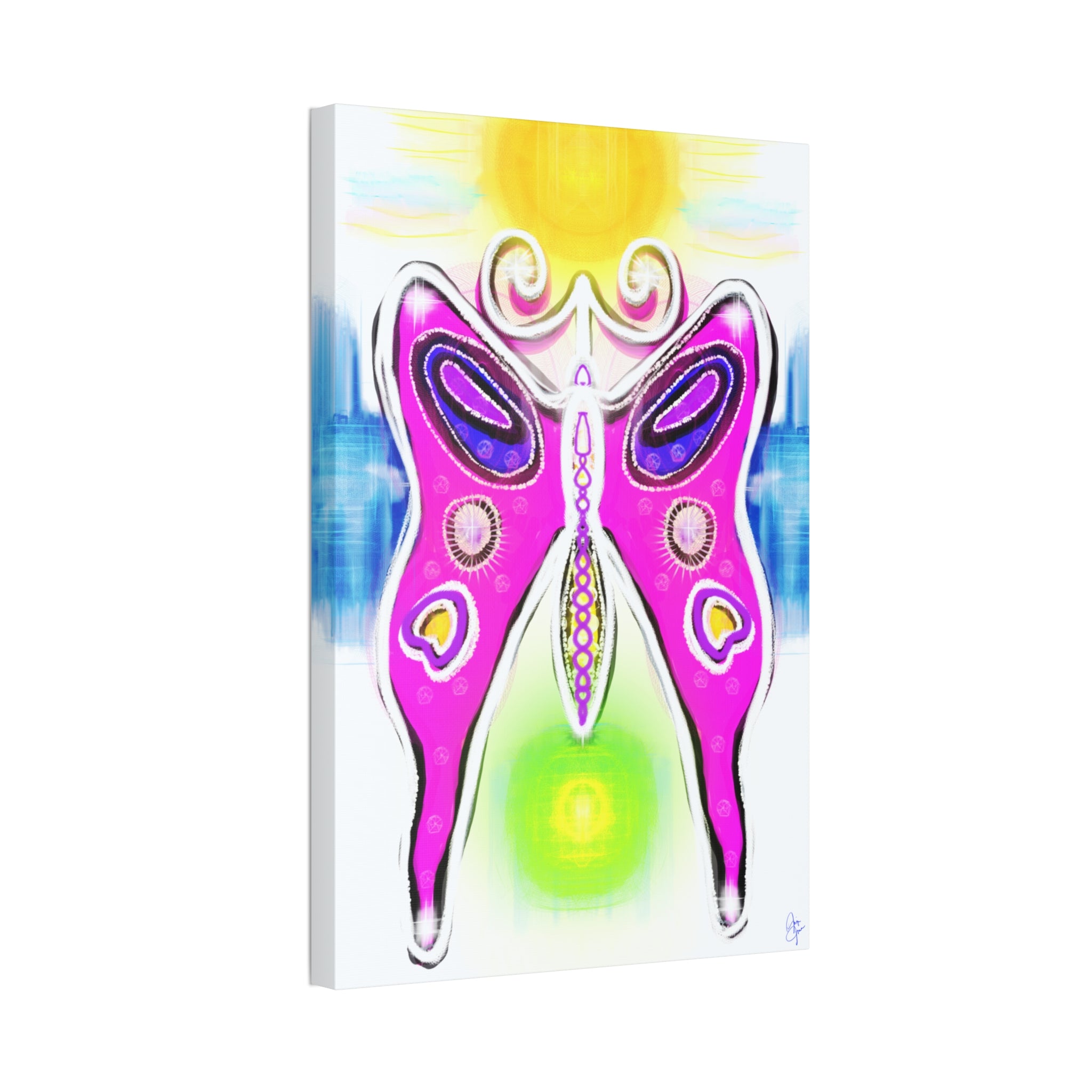 Abstract Pink Butterfly Canvas - Vibrant Stretched Wall Art