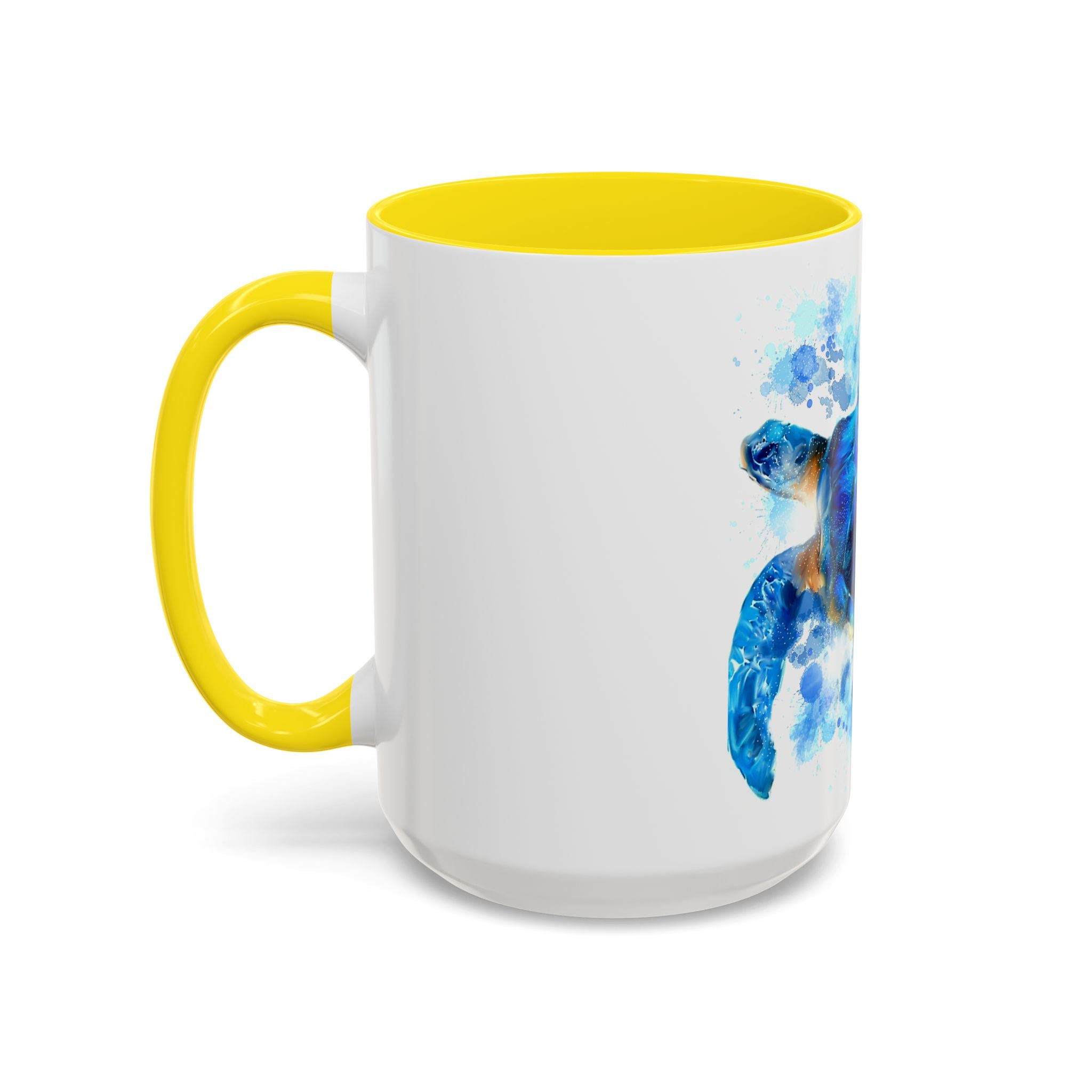 Blue Sea Turtle Accent Coffee Mug — Watercolor Ocean Turtle 11/15oz