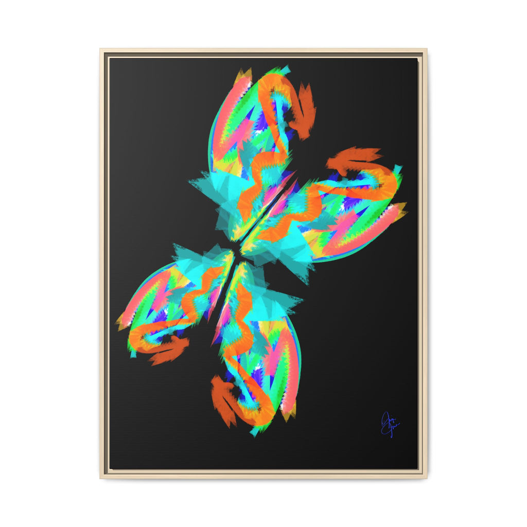 Framed Matte Canvas — Neon Abstract Butterfly Wall Art