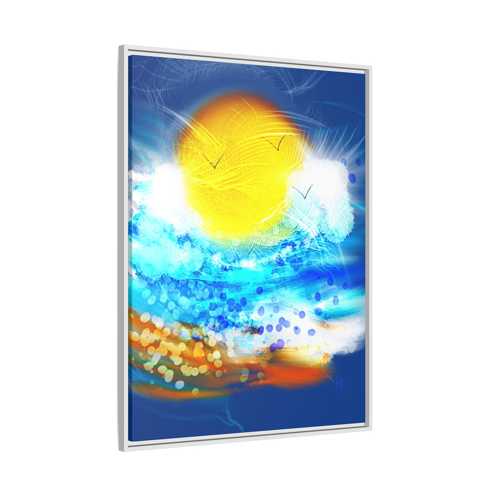 Sunshine Shore Matte Canvas Framed Wall Art — Bright Abstract Beach Print