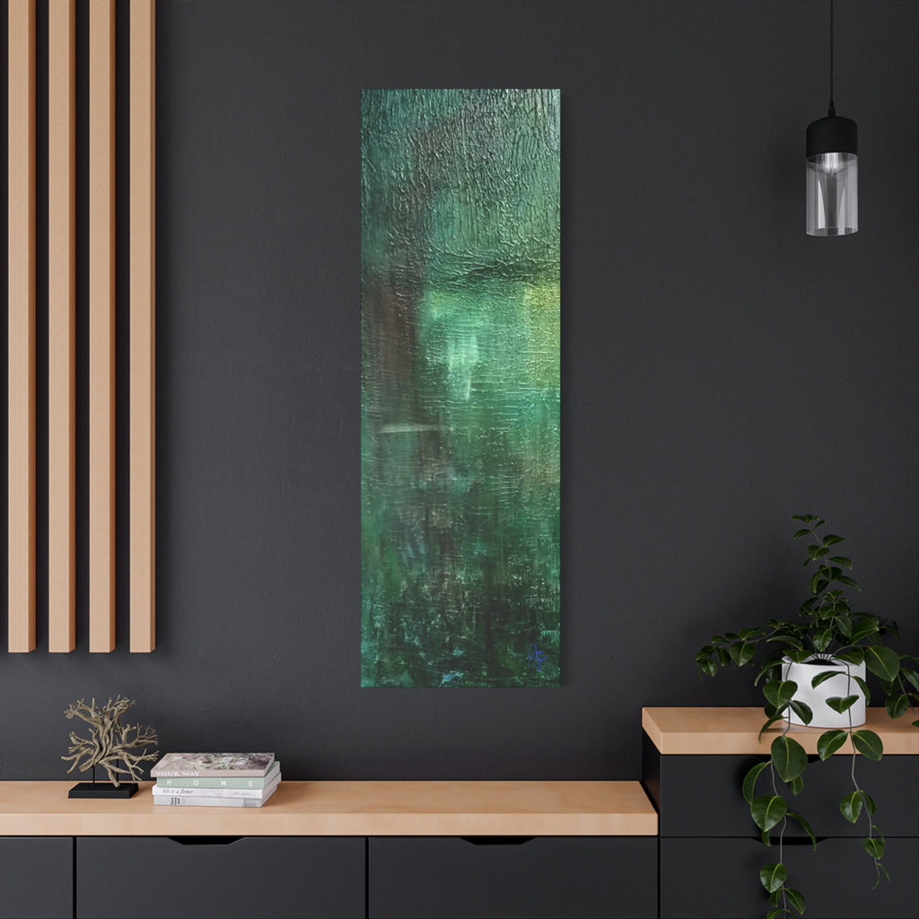 Emerald Abstract Matte Canvas Wall Art — Green Textured Stretched Canvas