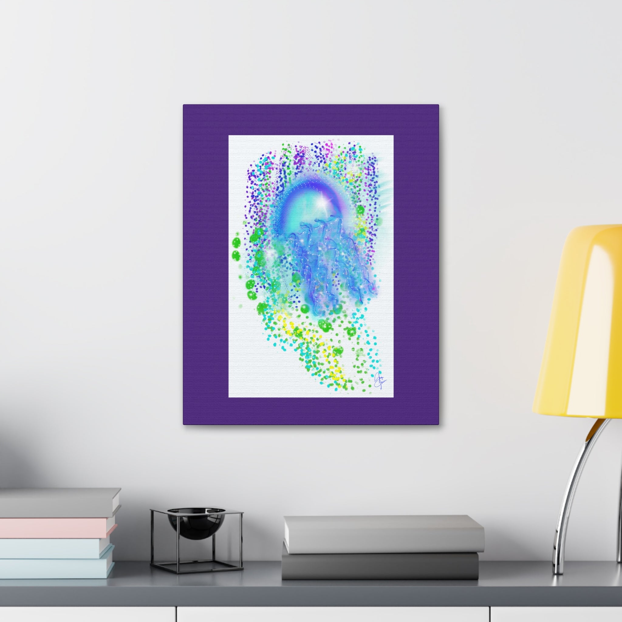 Blue Jellyfish Canvas Wall Art – Stretched 1.5" Ocean Abstract Print