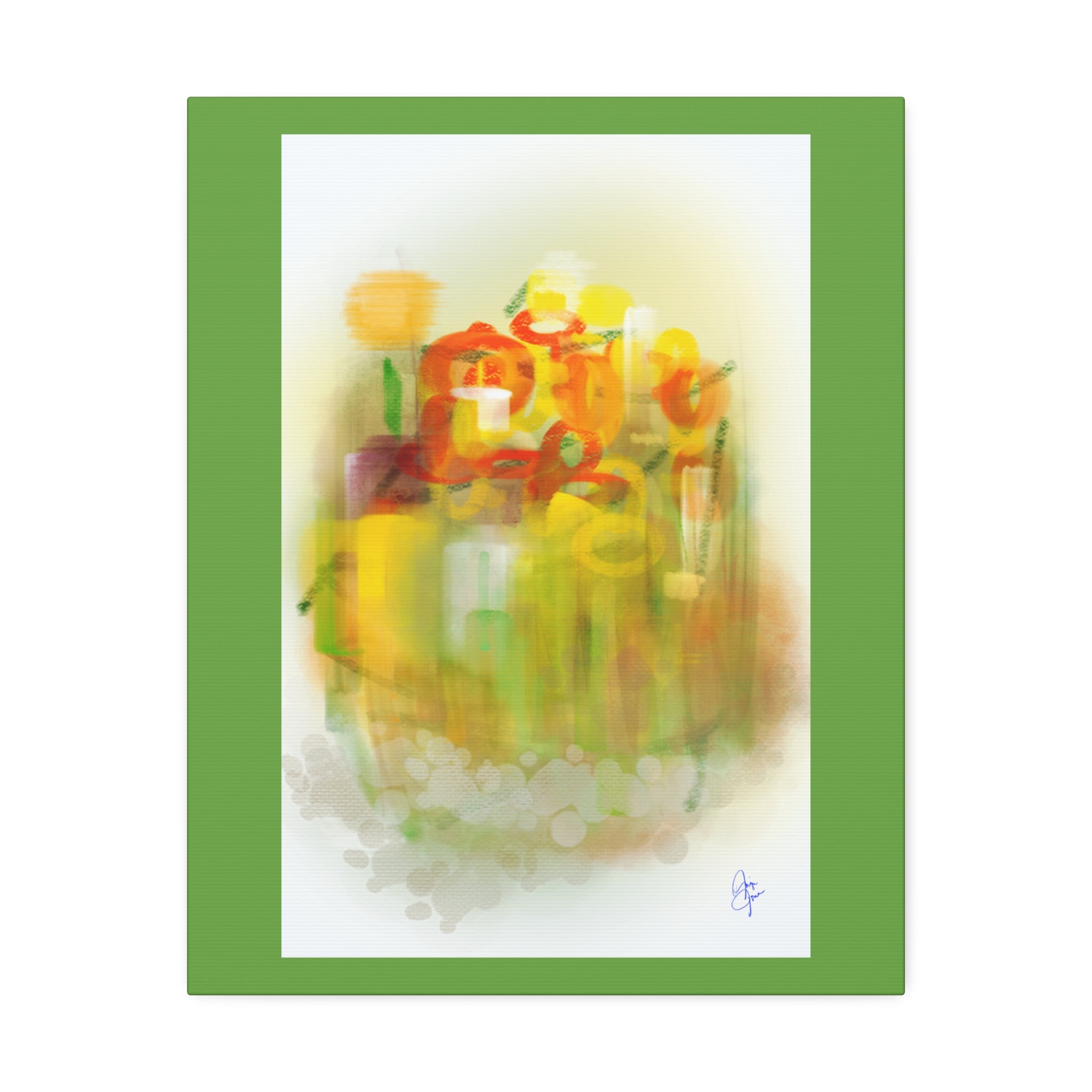 Abstract Floral Canvas Print – Yellow & Orange Stretched Wall Art (1.5" Depth)