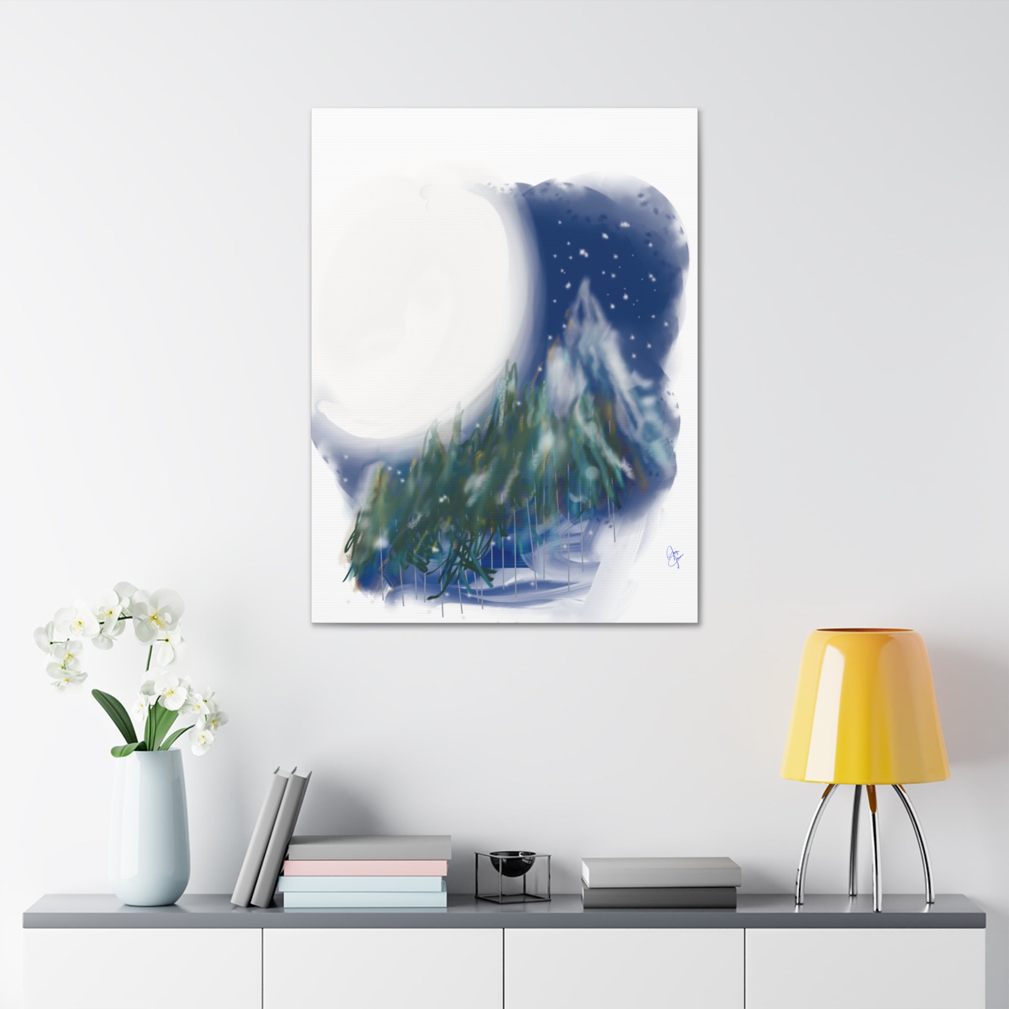 Moonlit Pine Forest Canvas Print — Stretched 1.5"