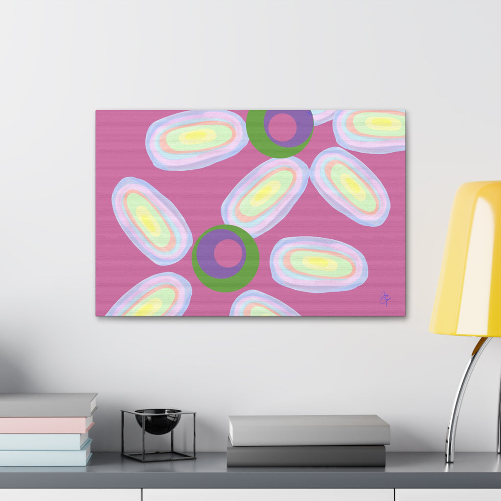 Abstract Pastel Daisy Canvas Print — Modern Floral Wall Art on Deep Blue