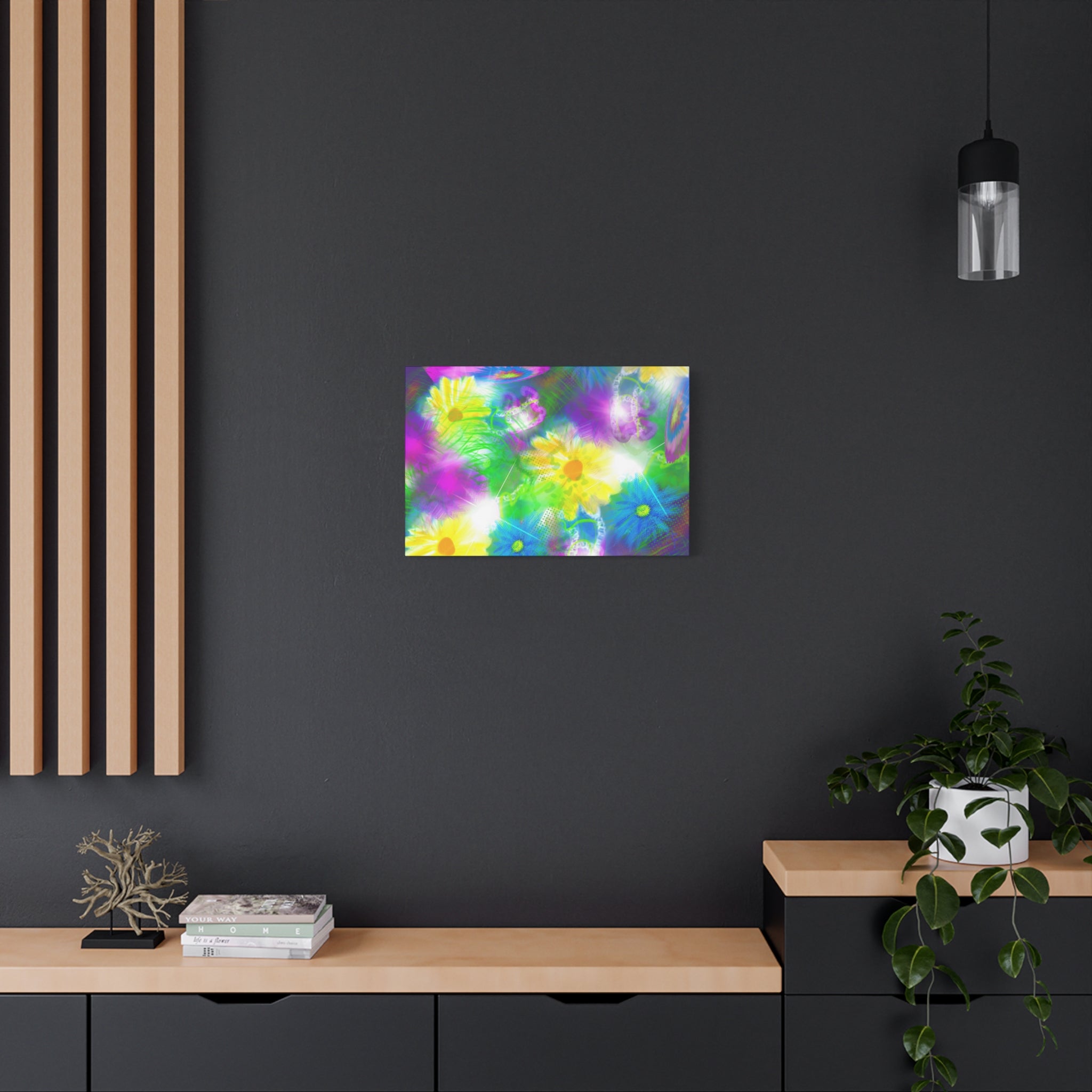 Bright Floral Abstract Matte Canvas Wall Art — Vibrant Daisy Pop