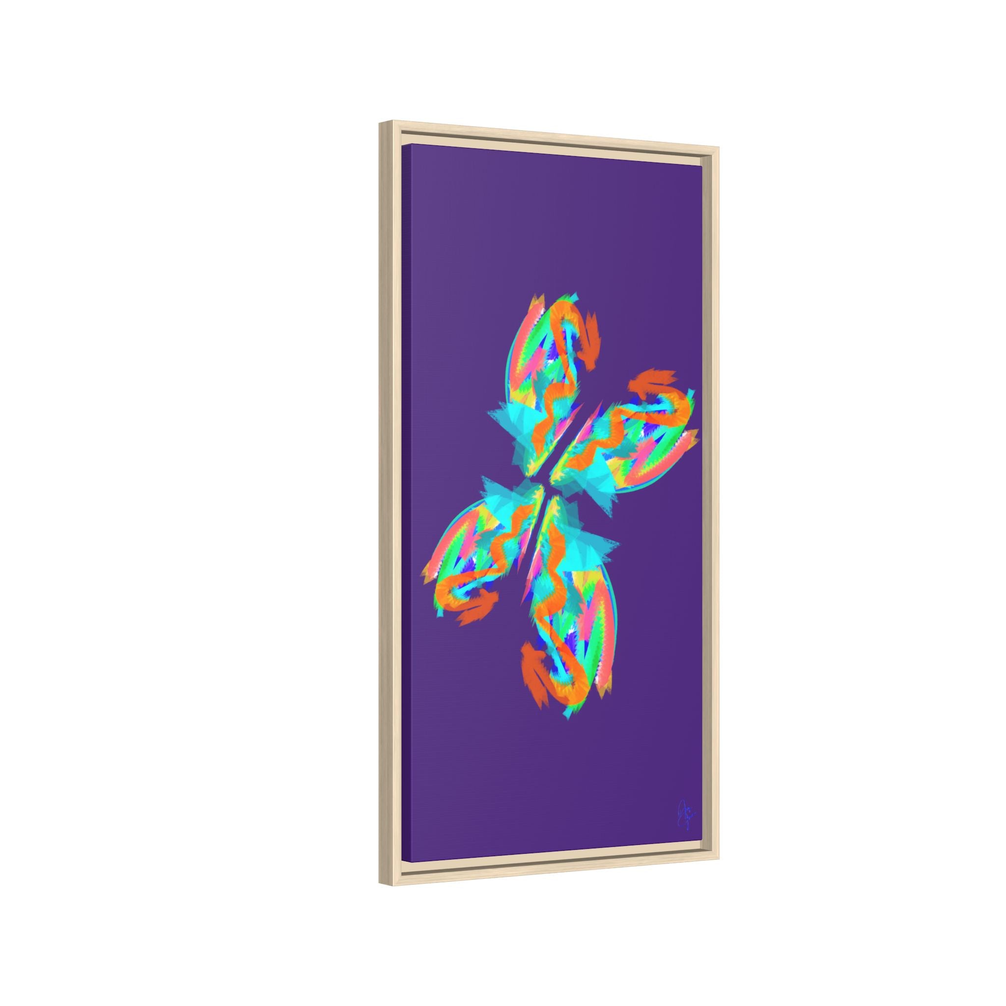 Framed Matte Canvas — Neon Abstract Butterfly Wall Art