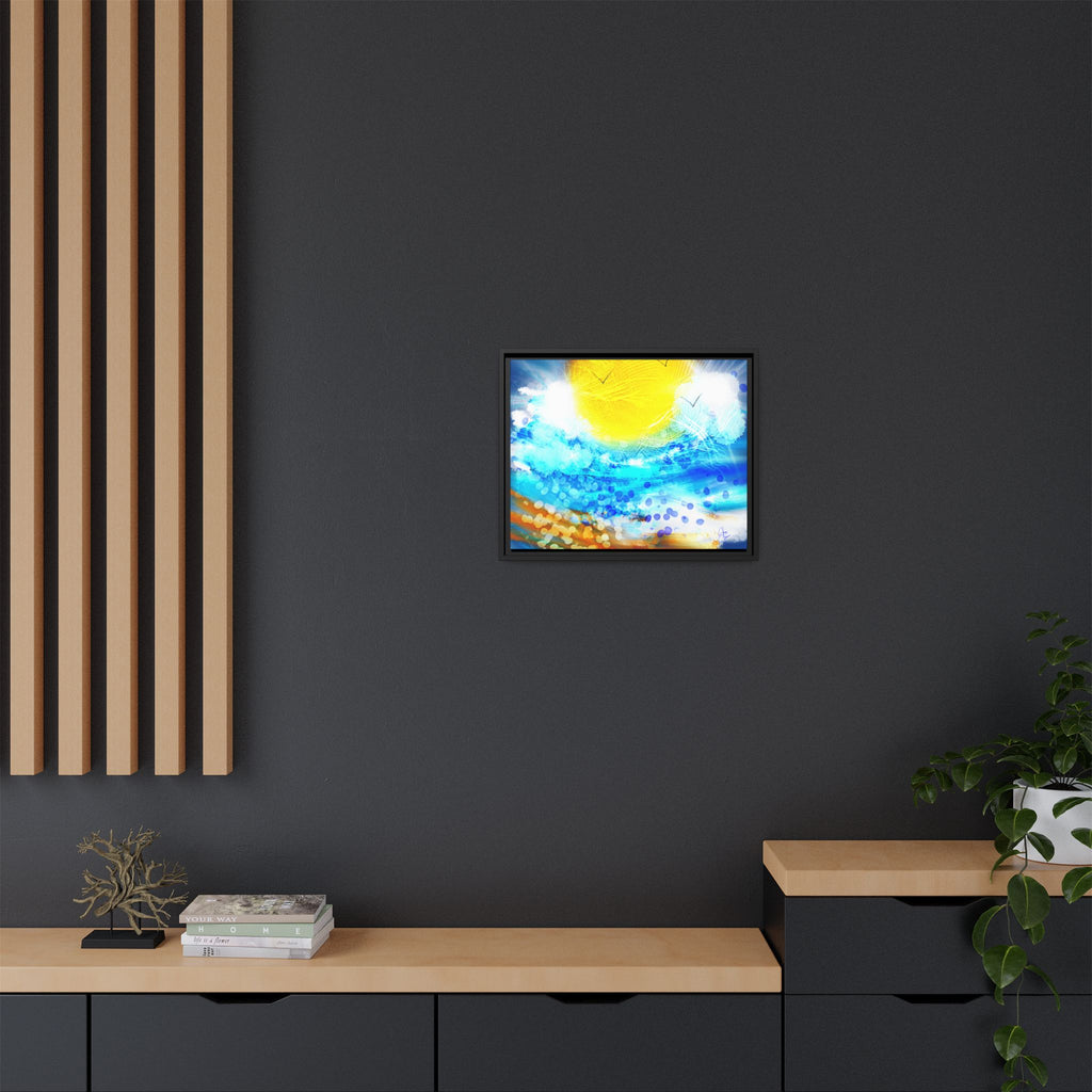 Sunshine Shore Matte Canvas Framed Wall Art — Bright Abstract Beach Print