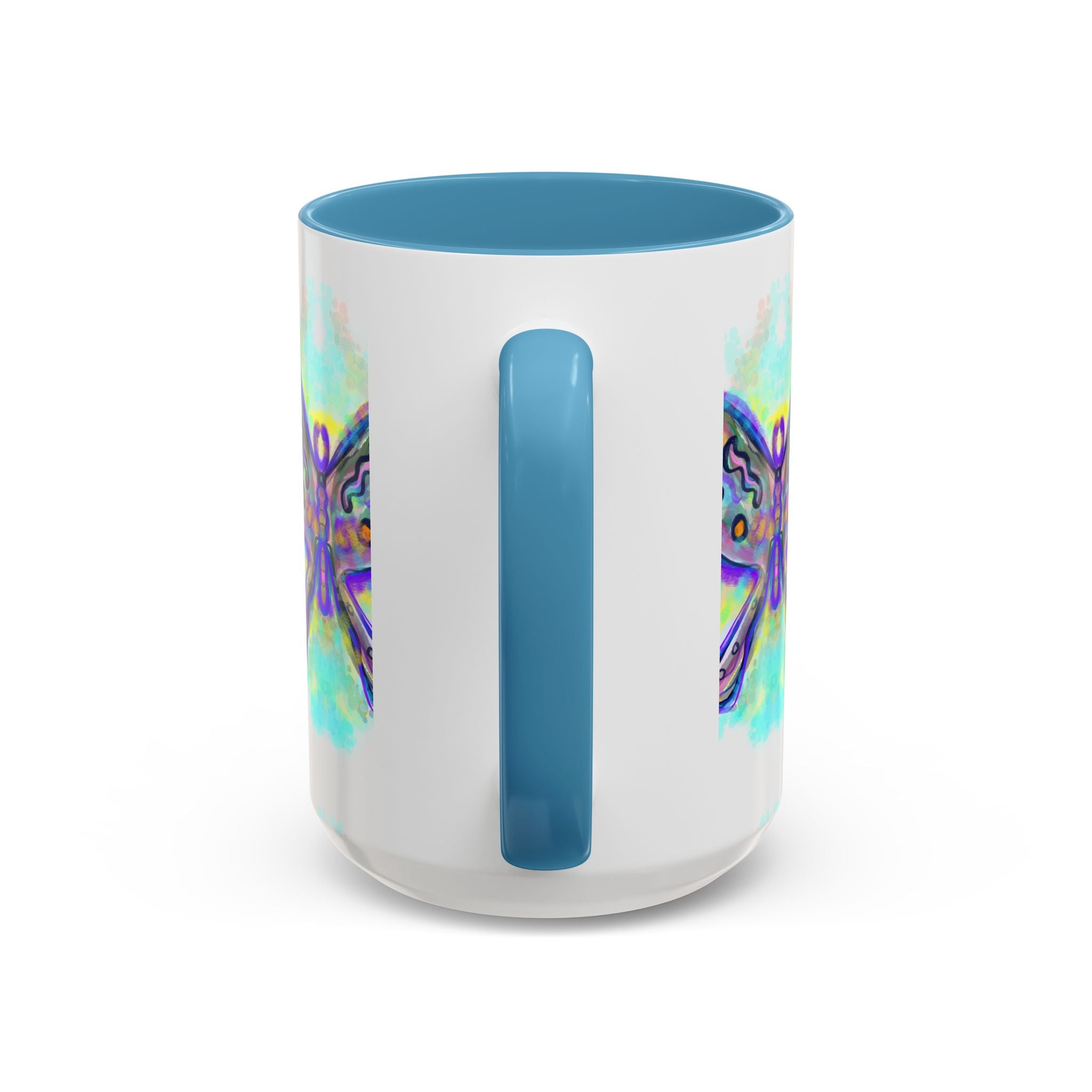 Butterfly Accent Coffee Mug — Colorful Watercolor Butterfly Design (11/15oz)