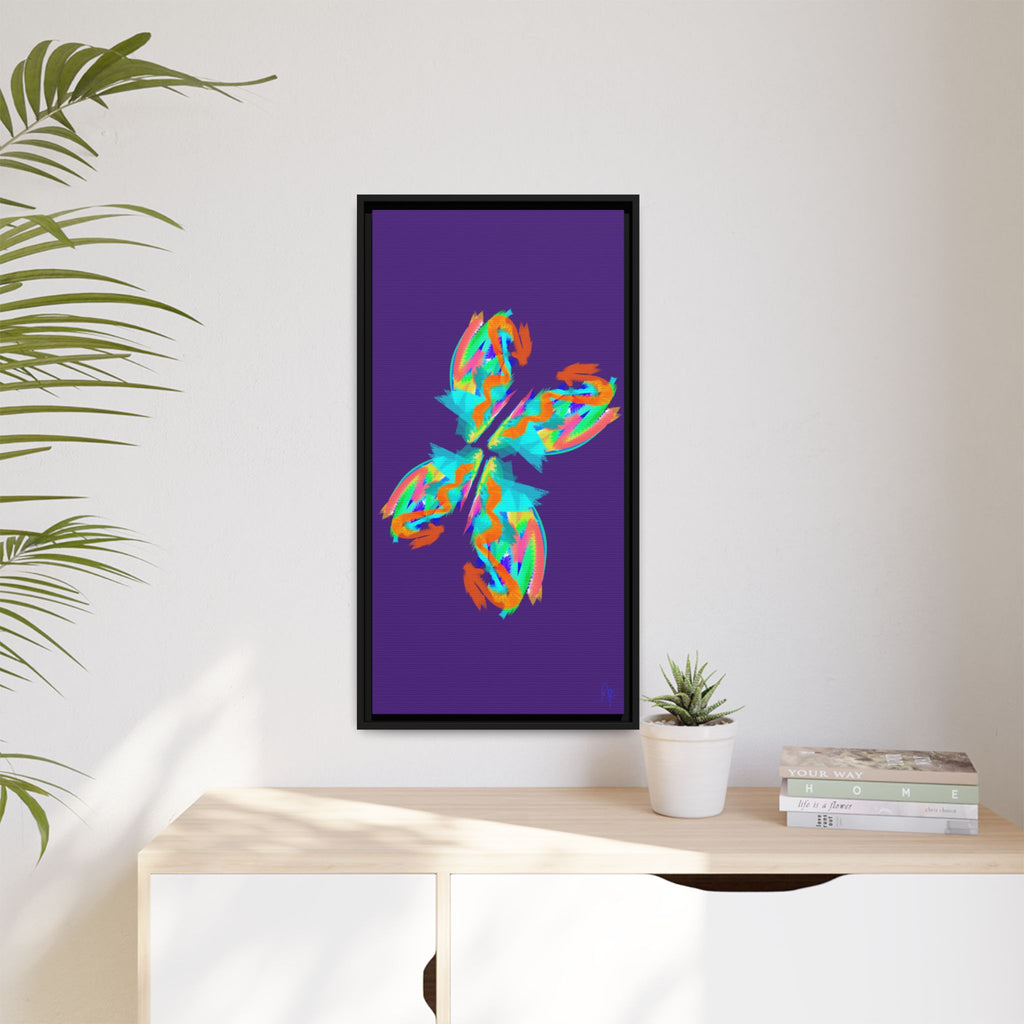 Framed Matte Canvas — Neon Abstract Butterfly Wall Art