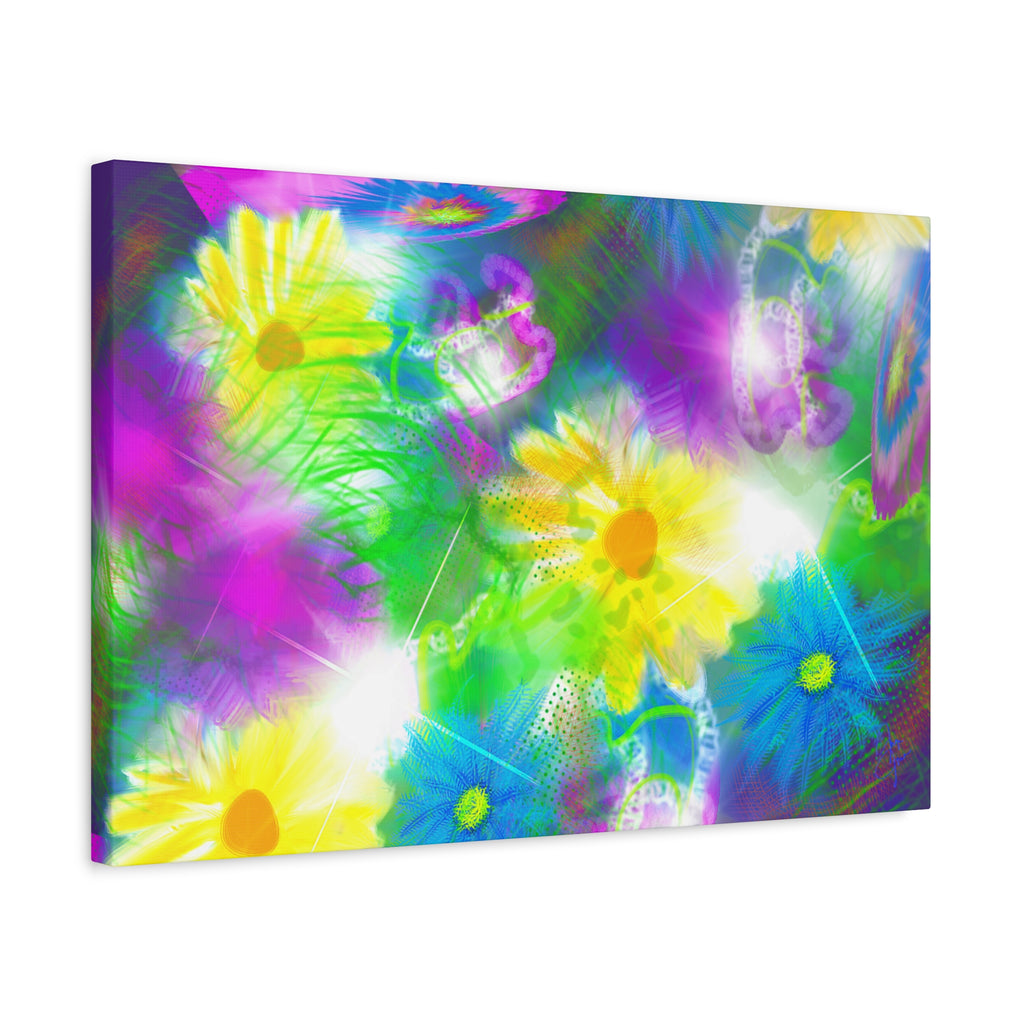 Bright Floral Abstract Matte Canvas Wall Art — Vibrant Daisy Pop