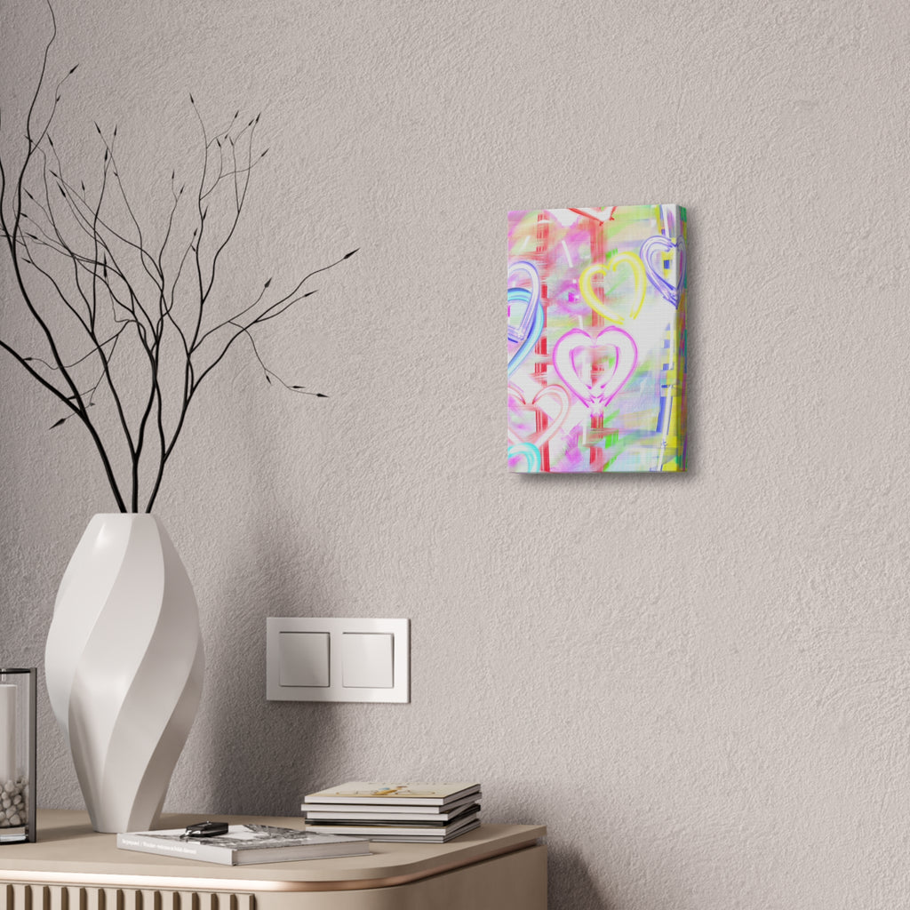 Colorful Neon Hearts Canvas Print — Stretched 1.5" Wall Art