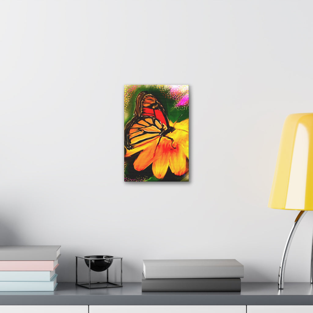 Butterfly Garden Canvas Stretched Art – Vibrant Monarch Wall Decor (1.5" Depth)